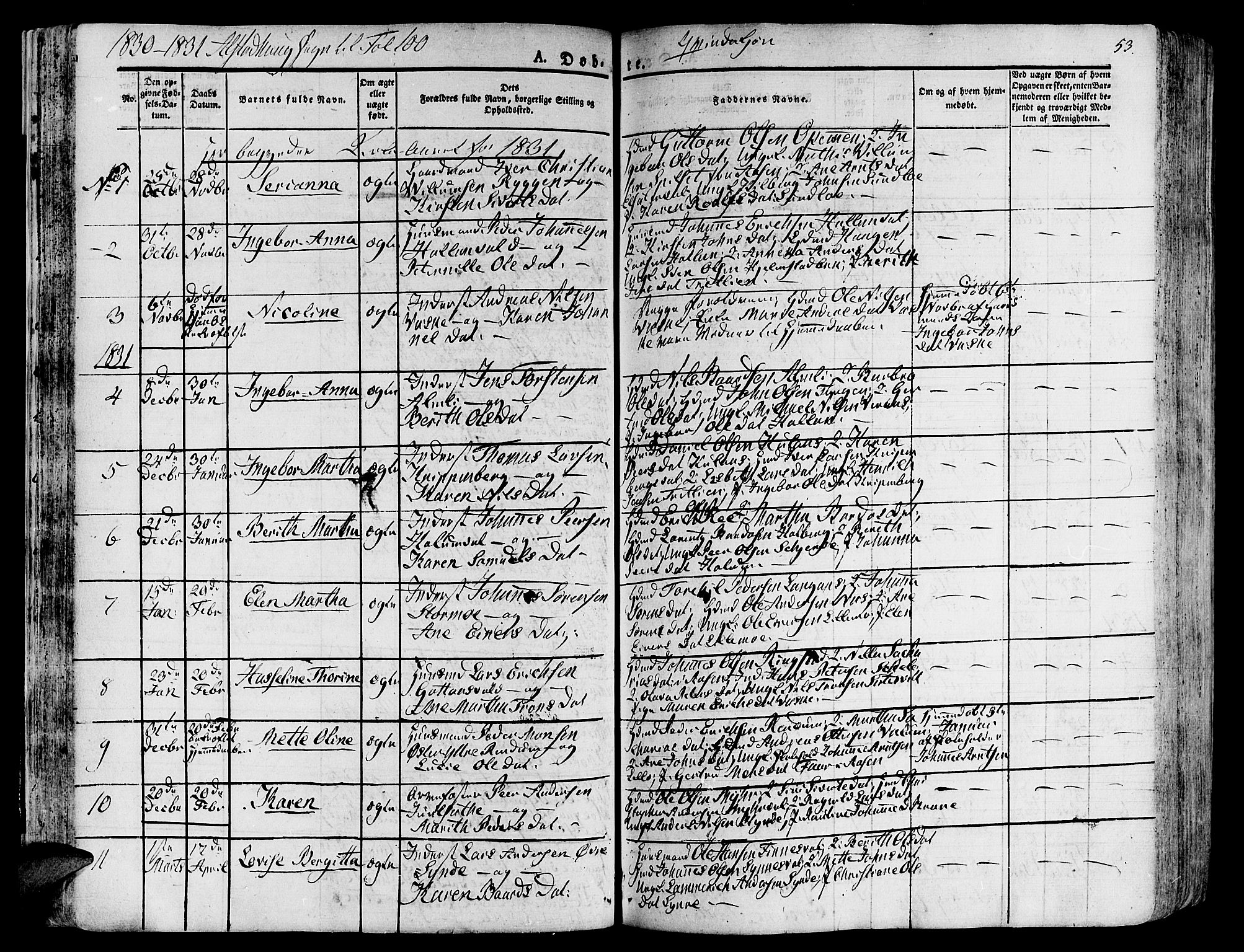 Ministerialprotokoller, klokkerbøker og fødselsregistre - Nord-Trøndelag, SAT/A-1458/717/L0152: Parish register (official) no. 717A05 /1, 1825-1836, p. 53