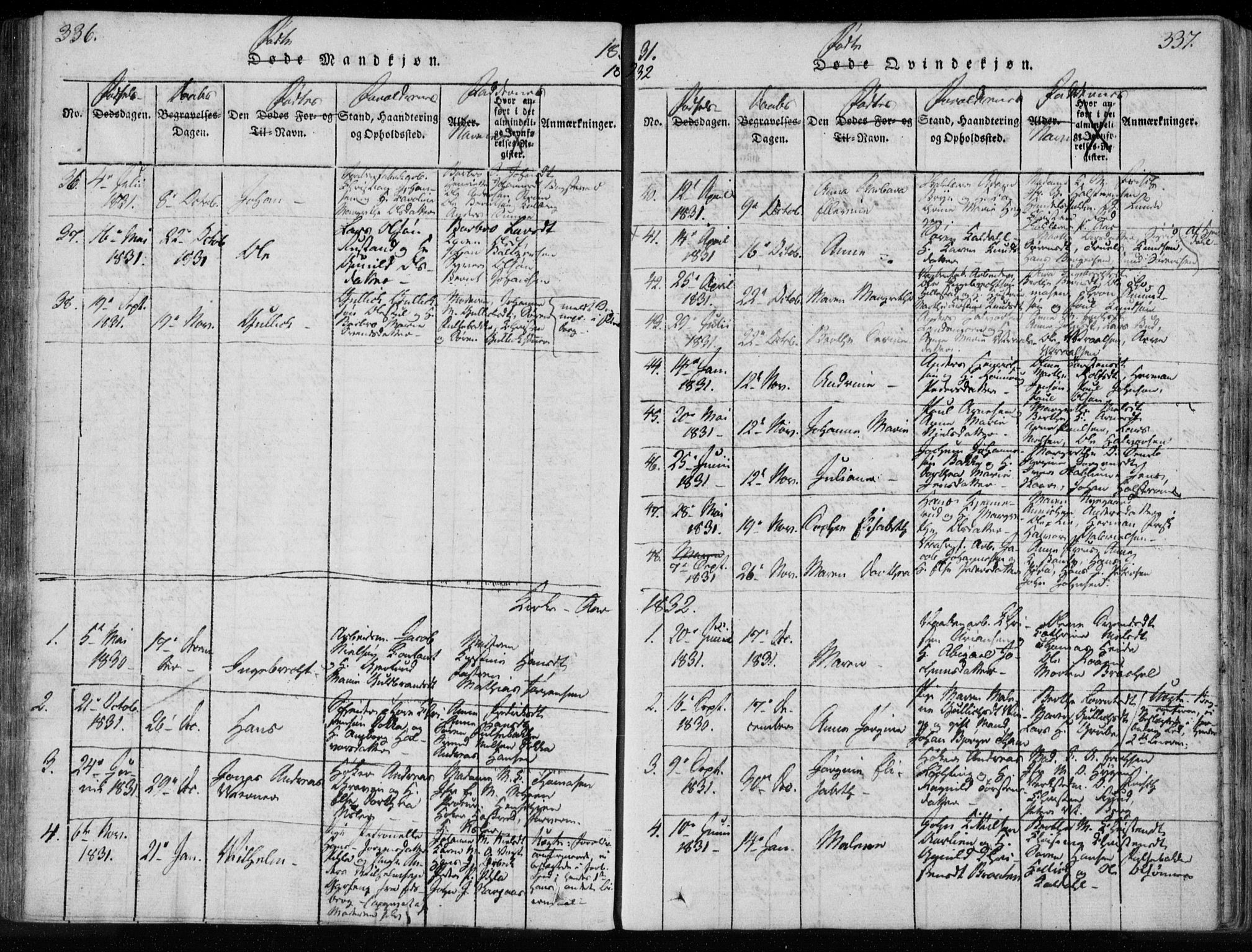 Kongsberg kirkebøker, AV/SAKO-A-22/F/Fa/L0008: Parish register (official) no. I 8, 1816-1839, p. 336-337