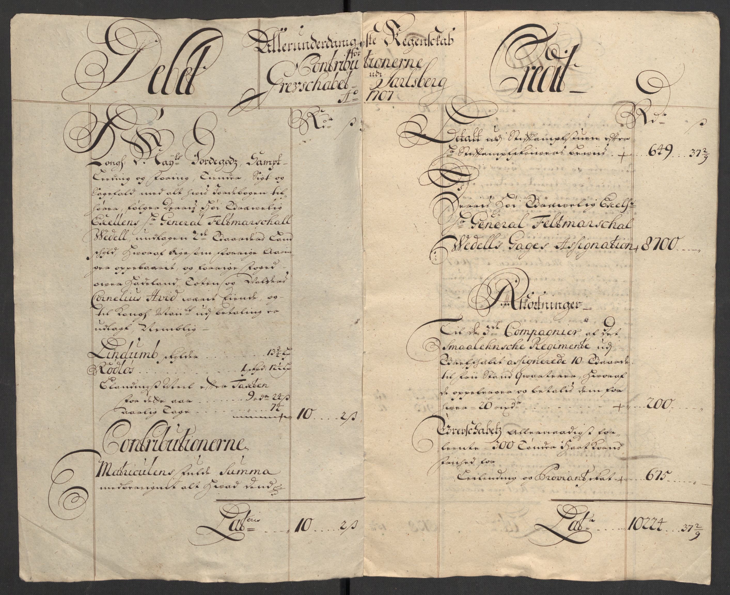 Rentekammeret inntil 1814, Reviderte regnskaper, Fogderegnskap, AV/RA-EA-4092/R32/L1872: Fogderegnskap Jarlsberg grevskap, 1706-1707, p. 269