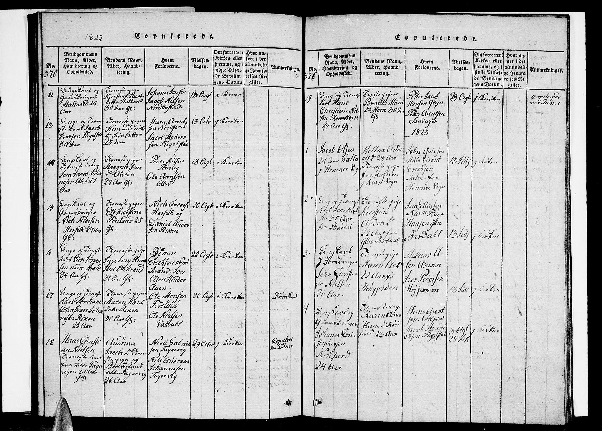 Ministerialprotokoller, klokkerbøker og fødselsregistre - Nordland, AV/SAT-A-1459/838/L0554: Parish register (copy) no. 838C01, 1820-1828, p. 370-371