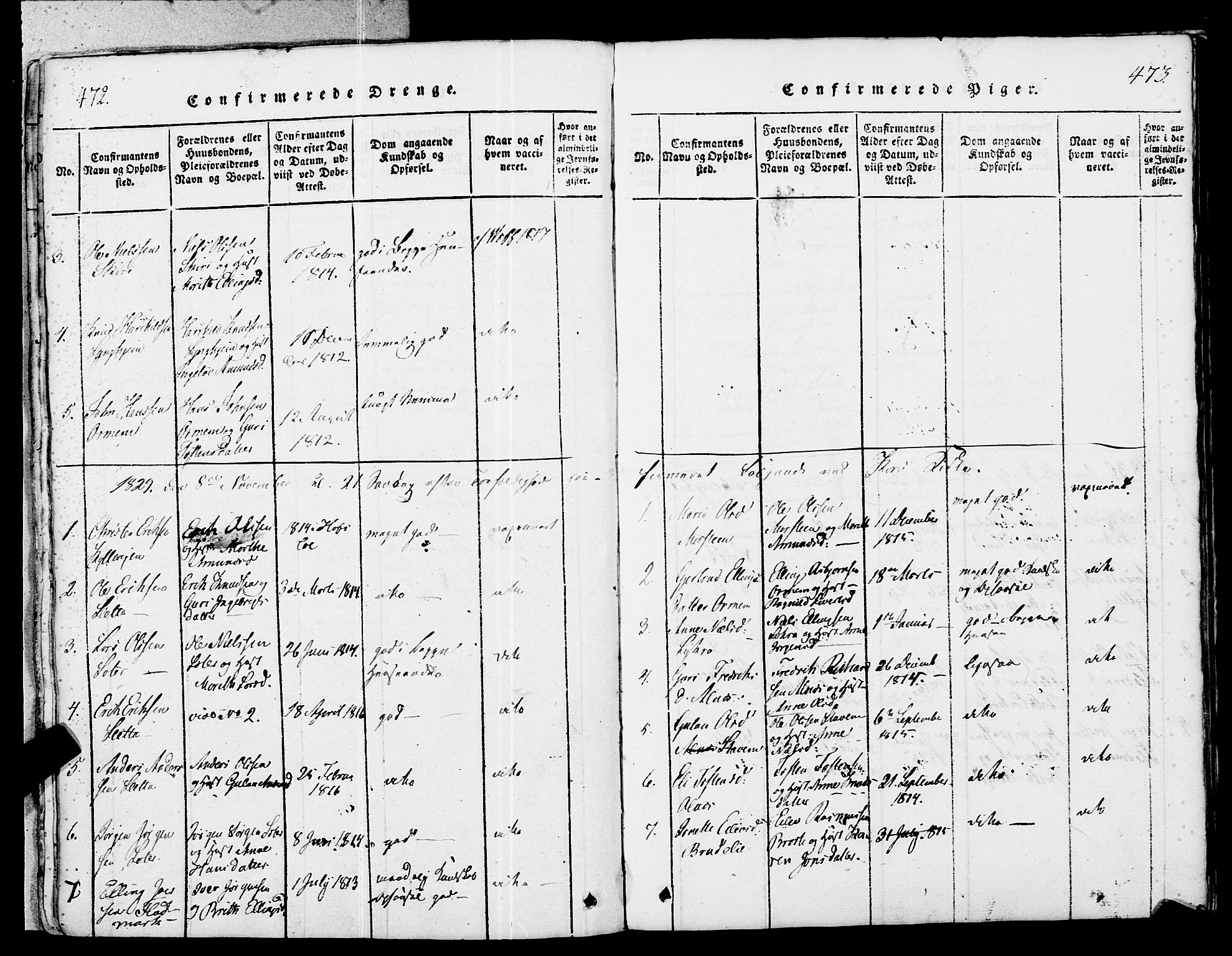 Ministerialprotokoller, klokkerbøker og fødselsregistre - Møre og Romsdal, AV/SAT-A-1454/546/L0593: Parish register (official) no. 546A01, 1818-1853, p. 472-473