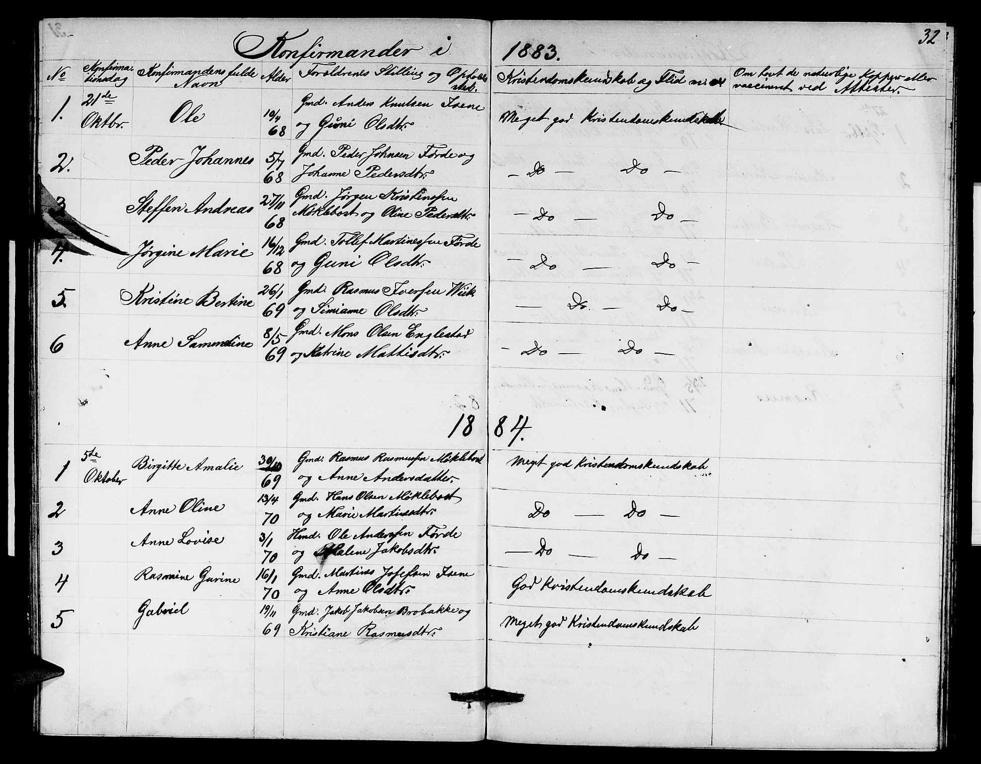 Davik sokneprestembete, AV/SAB-A-79701/H/Hab/Habd/L0001: Parish register (copy) no. D 1, 1866-1891, p. 32