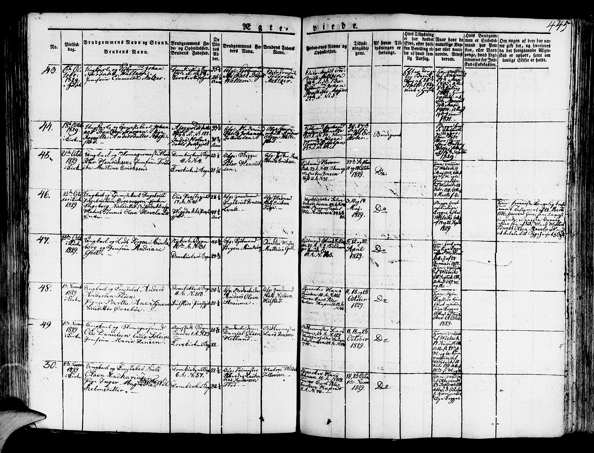 Korskirken sokneprestembete, SAB/A-76101/H/Haa/L0014: Parish register (official) no. A 14, 1823-1835, p. 445