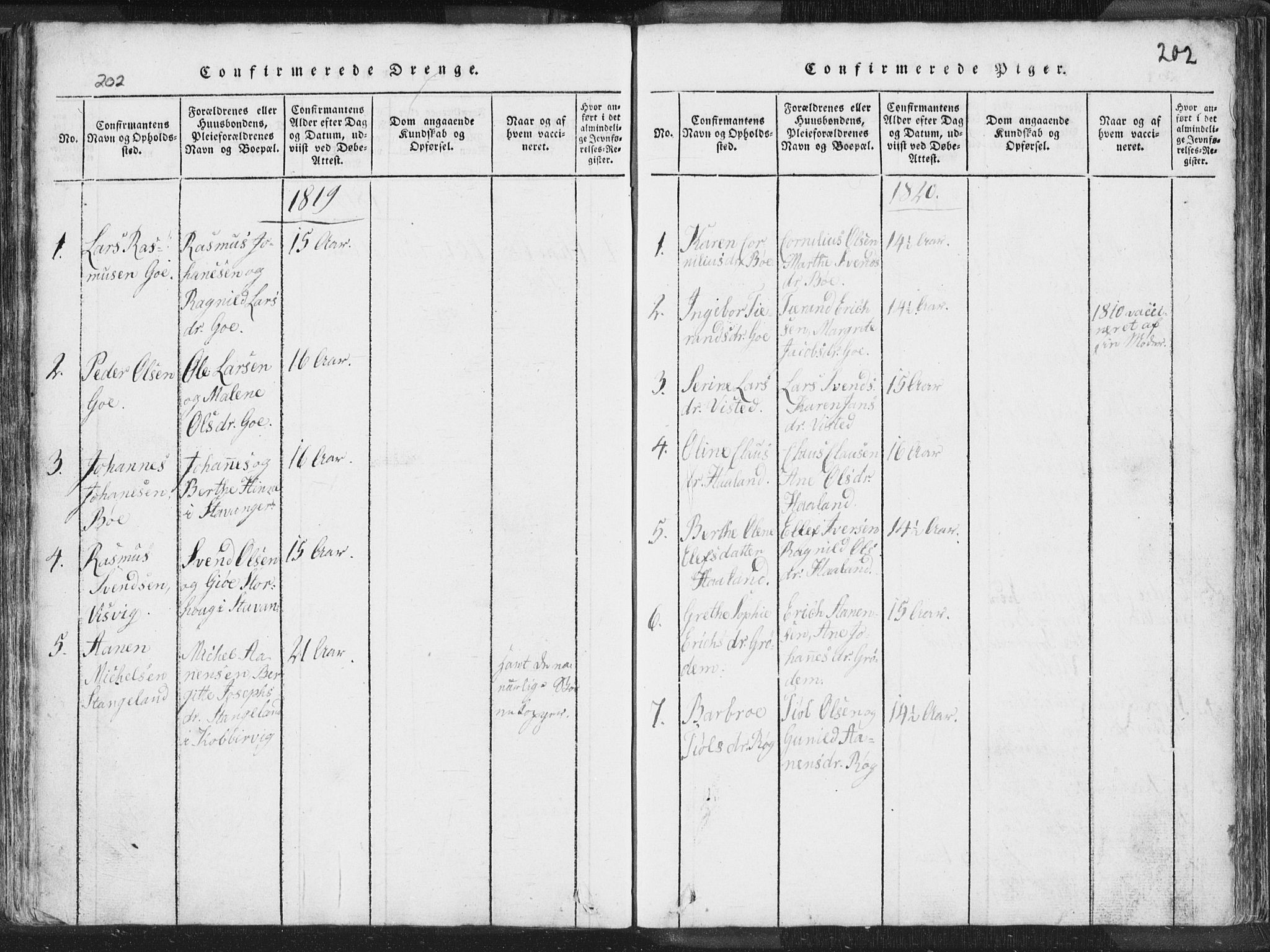 Hetland sokneprestkontor, AV/SAST-A-101826/30/30BA/L0001: Parish register (official) no. A 1, 1816-1856, p. 202