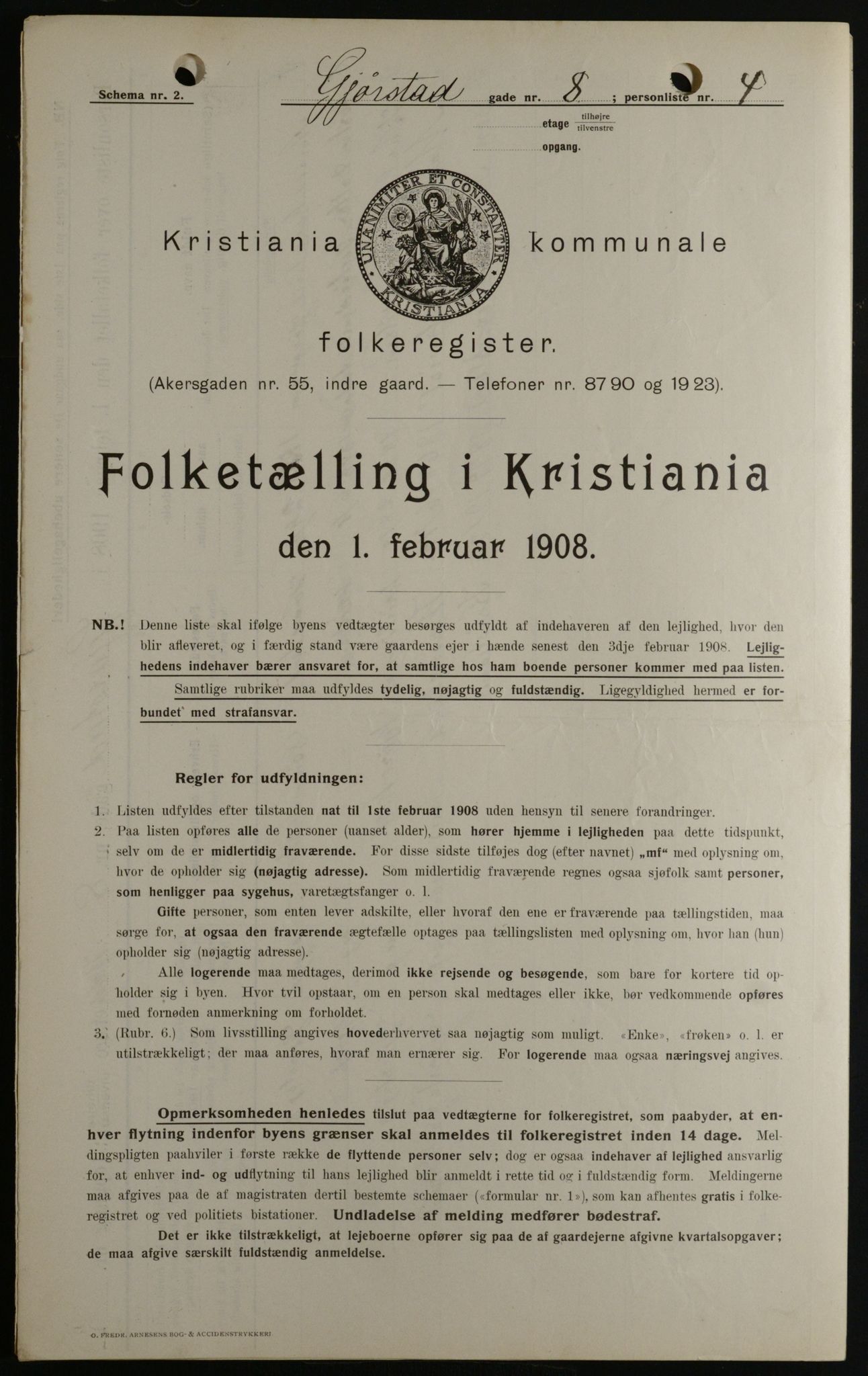 OBA, Municipal Census 1908 for Kristiania, 1908, p. 26415