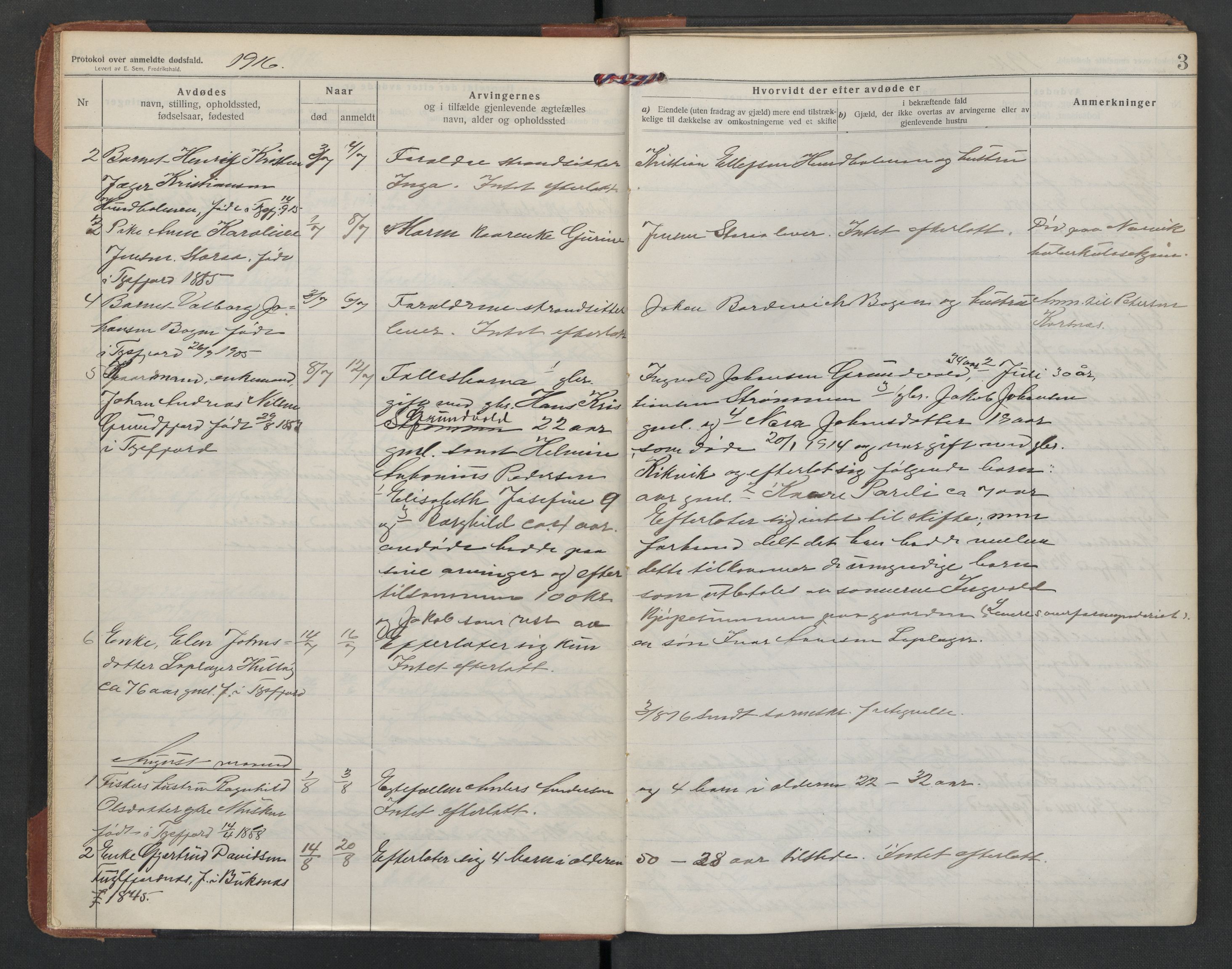Tysfjord lensmannskontor, AV/SAT-A-5713/1/02/L0034: Dødsfallsprotokoll, 1916-1933, p. 3