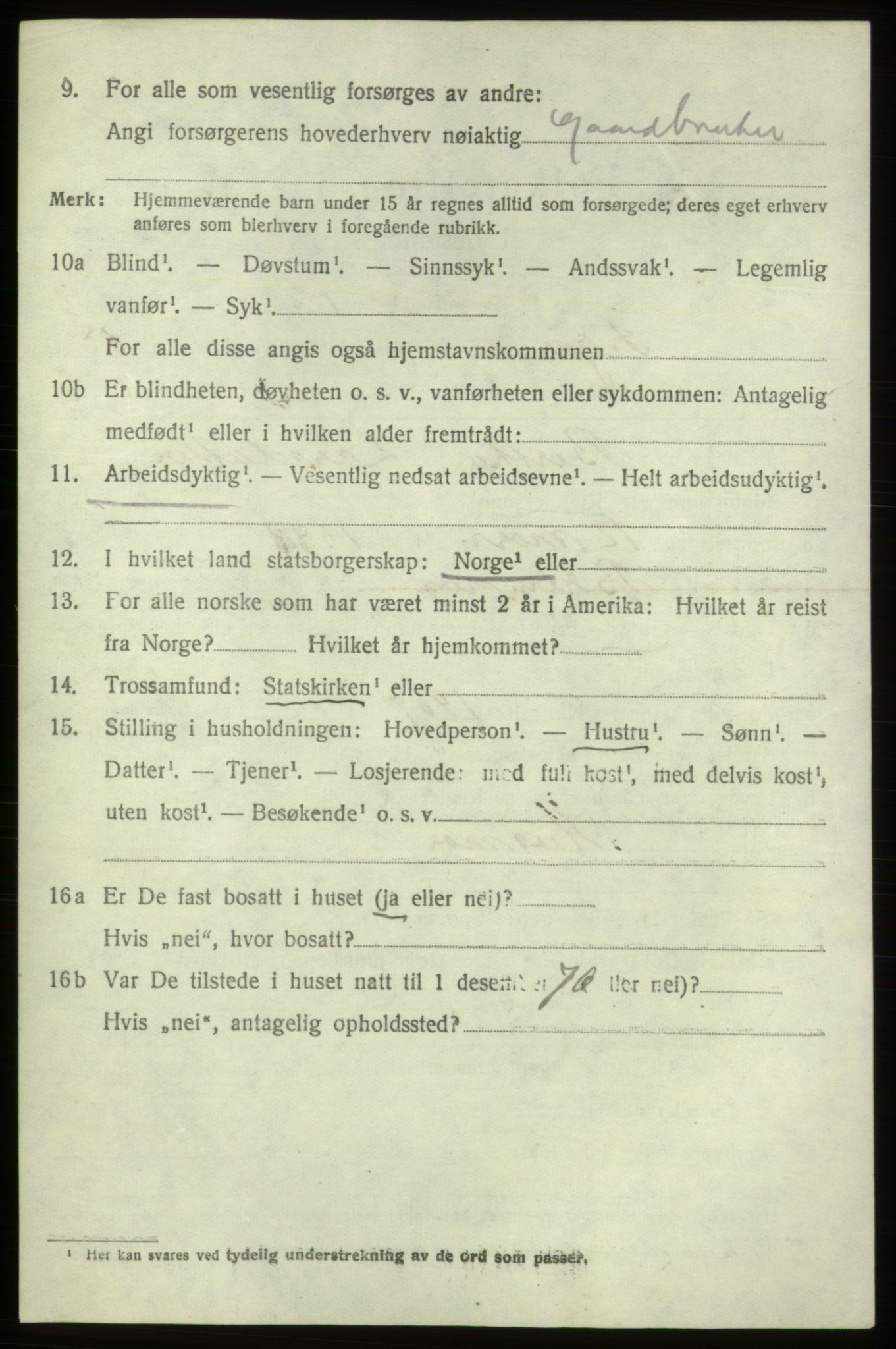 SAB, 1920 census for Fitjar, 1920, p. 2743