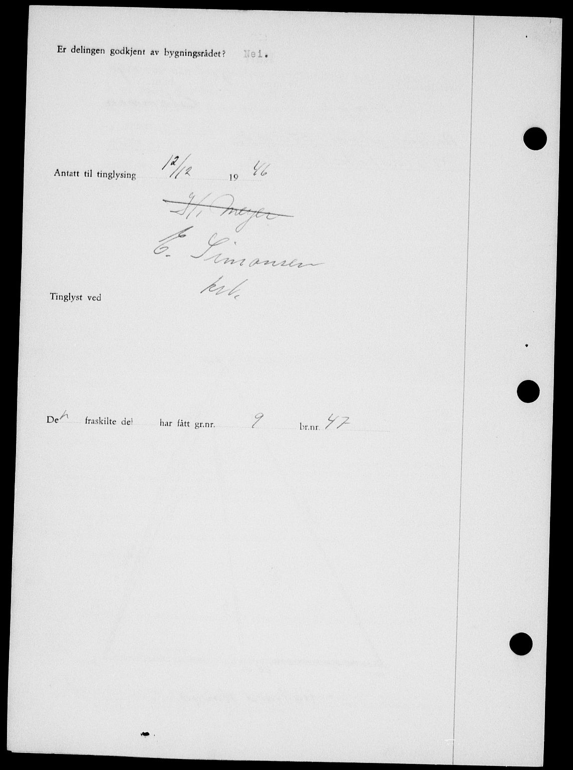 Onsøy sorenskriveri, SAO/A-10474/G/Ga/Gab/L0018: Mortgage book no. II A-18, 1946-1947, Diary no: : 3196/1946