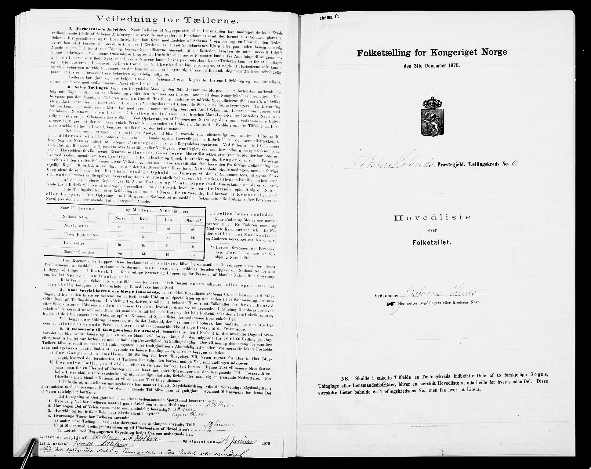 SAK, 1875 census for 0926L Vestre Moland/Vestre Moland, 1875, p. 29