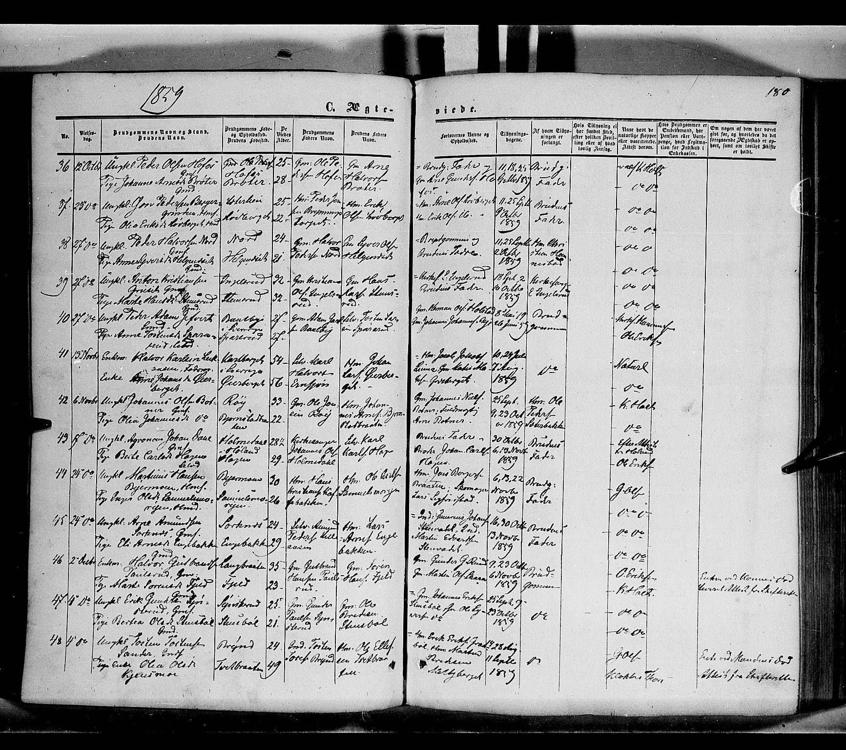 Grue prestekontor, SAH/PREST-036/H/Ha/Haa/L0009: Parish register (official) no. 9, 1859-1863, p. 180