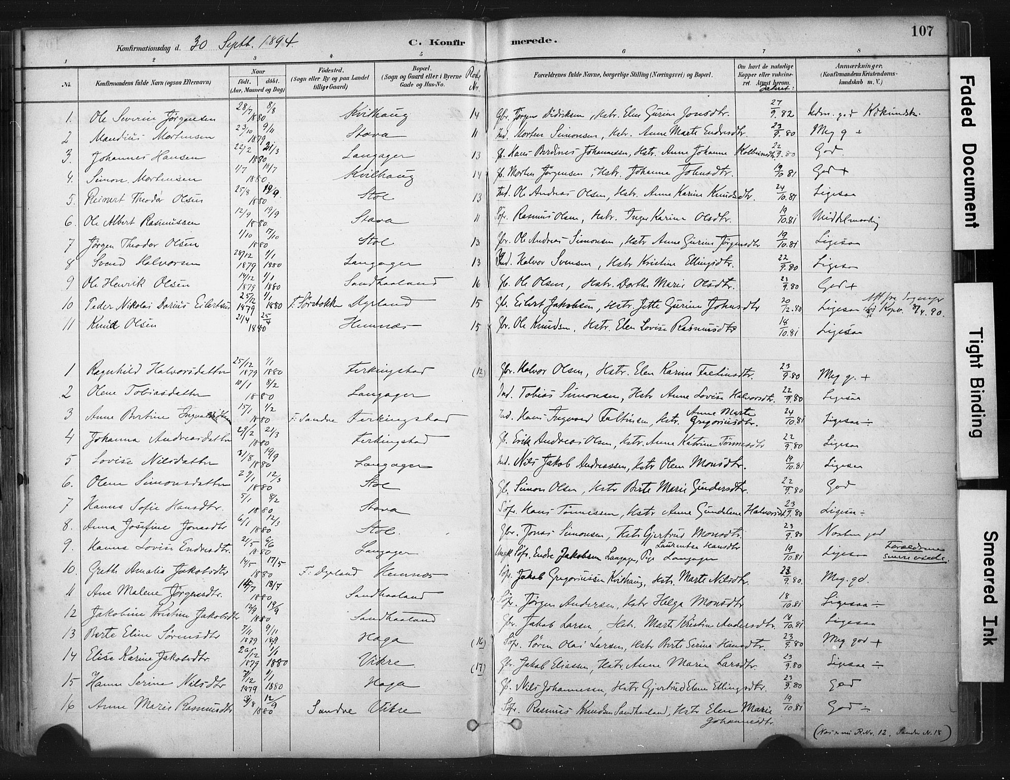 Skudenes sokneprestkontor, SAST/A -101849/H/Ha/Haa/L0010: Parish register (official) no. A 7, 1882-1912, p. 107