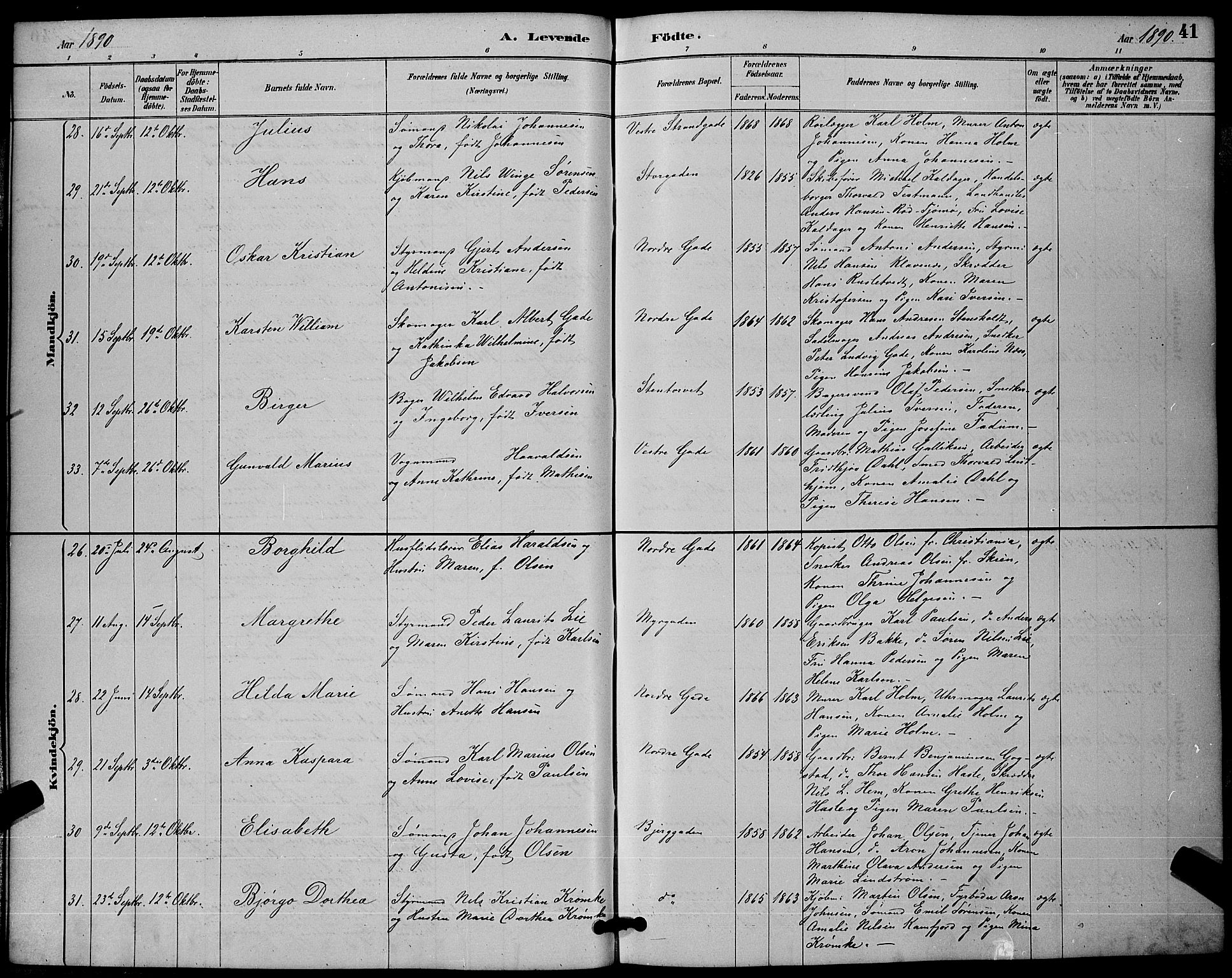 Sandefjord kirkebøker, SAKO/A-315/G/Ga/L0001: Parish register (copy) no. 1, 1885-1903, p. 41