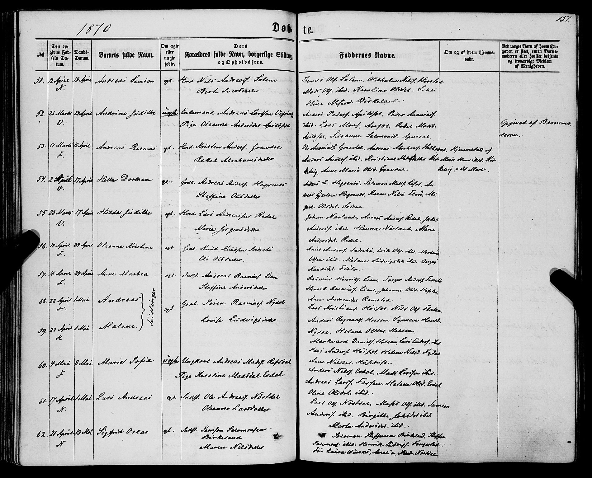 Førde sokneprestembete, SAB/A-79901/H/Haa/Haaa/L0009: Parish register (official) no. A 9, 1861-1877, p. 151