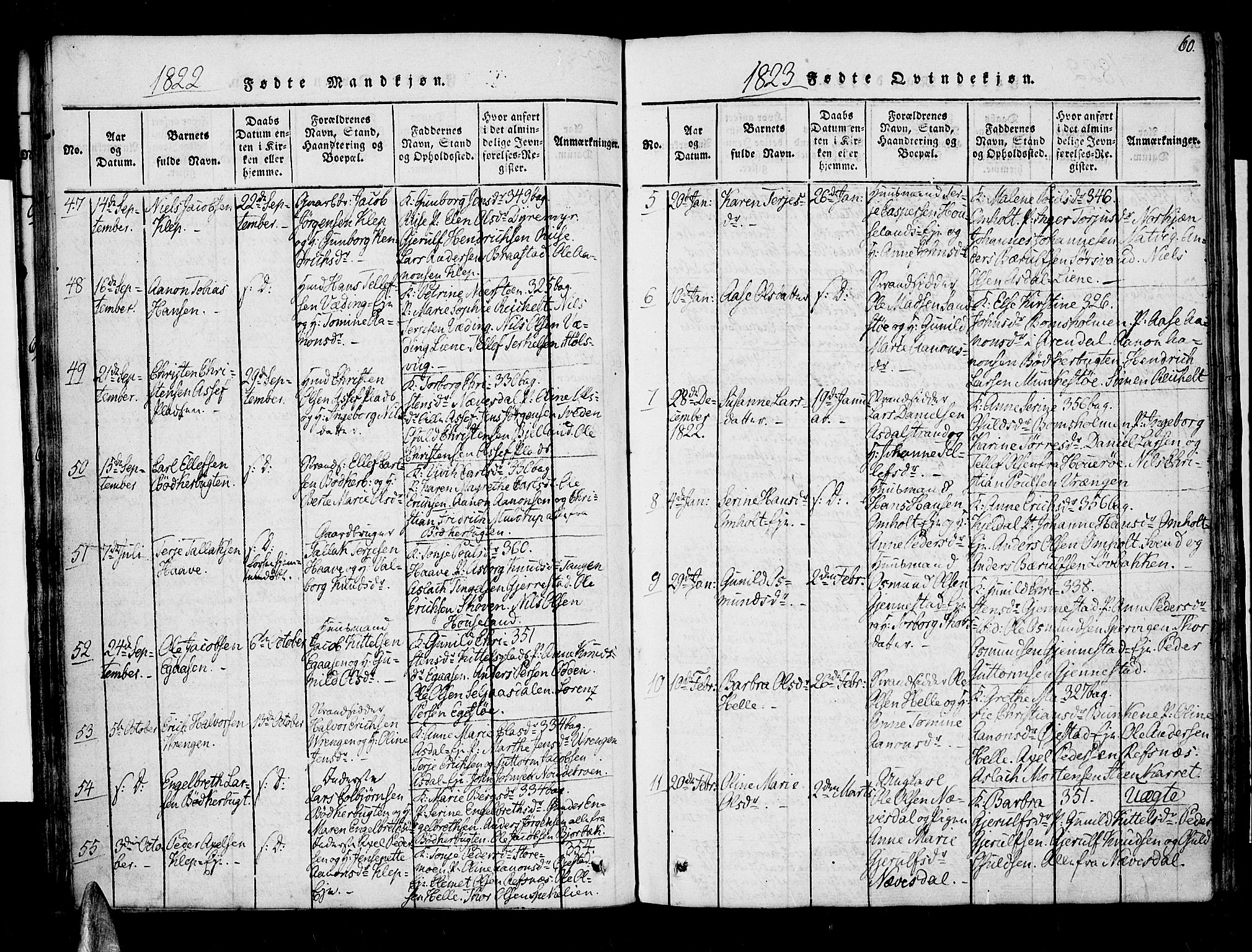 Øyestad sokneprestkontor, SAK/1111-0049/F/Fa/L0012: Parish register (official) no. A 12, 1816-1827, p. 60