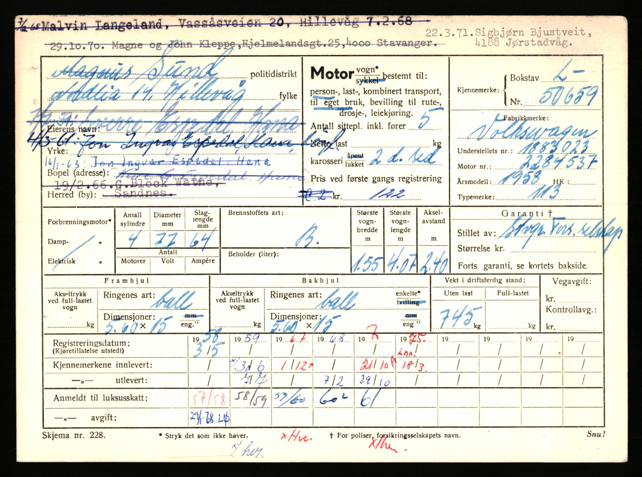 Stavanger trafikkstasjon, AV/SAST-A-101942/0/F/L0050: L-50600 - L-51299, 1930-1971, p. 191