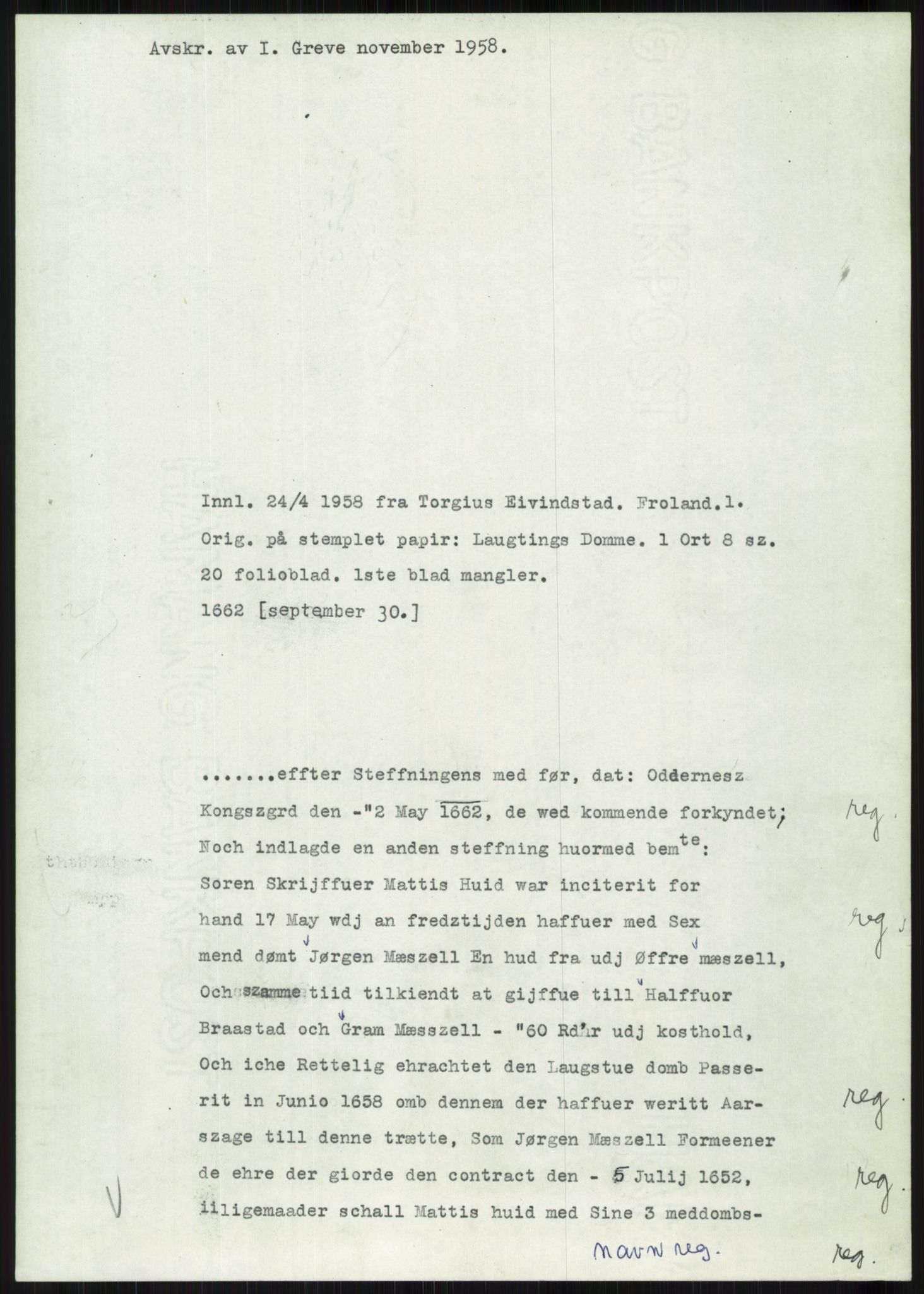 Samlinger til kildeutgivelse, Diplomavskriftsamlingen, AV/RA-EA-4053/H/Ha, p. 1713