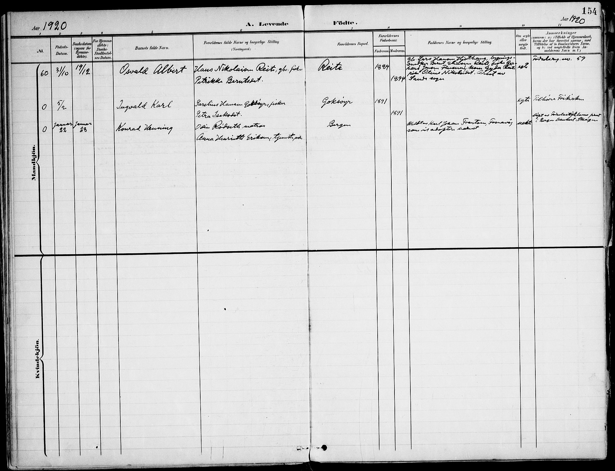 Ministerialprotokoller, klokkerbøker og fødselsregistre - Møre og Romsdal, AV/SAT-A-1454/507/L0075: Parish register (official) no. 507A10, 1901-1920, p. 154