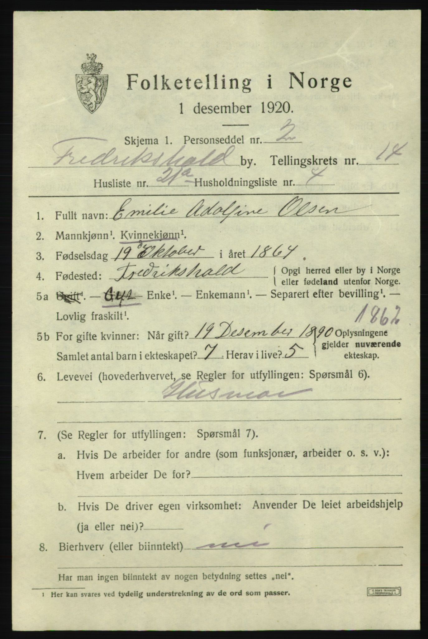 SAO, 1920 census for Fredrikshald, 1920, p. 22759
