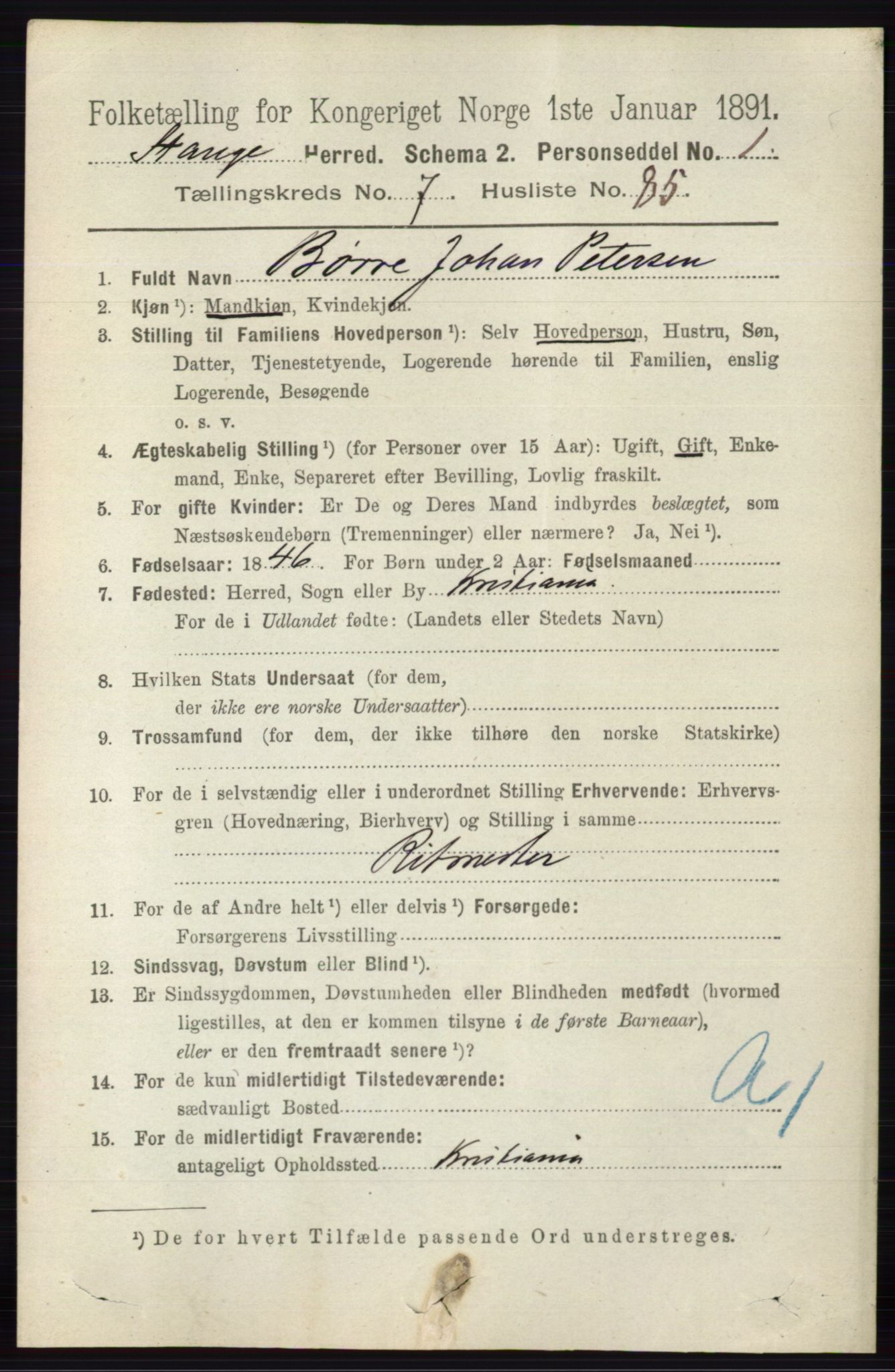 RA, 1891 census for 0417 Stange, 1891, p. 5230