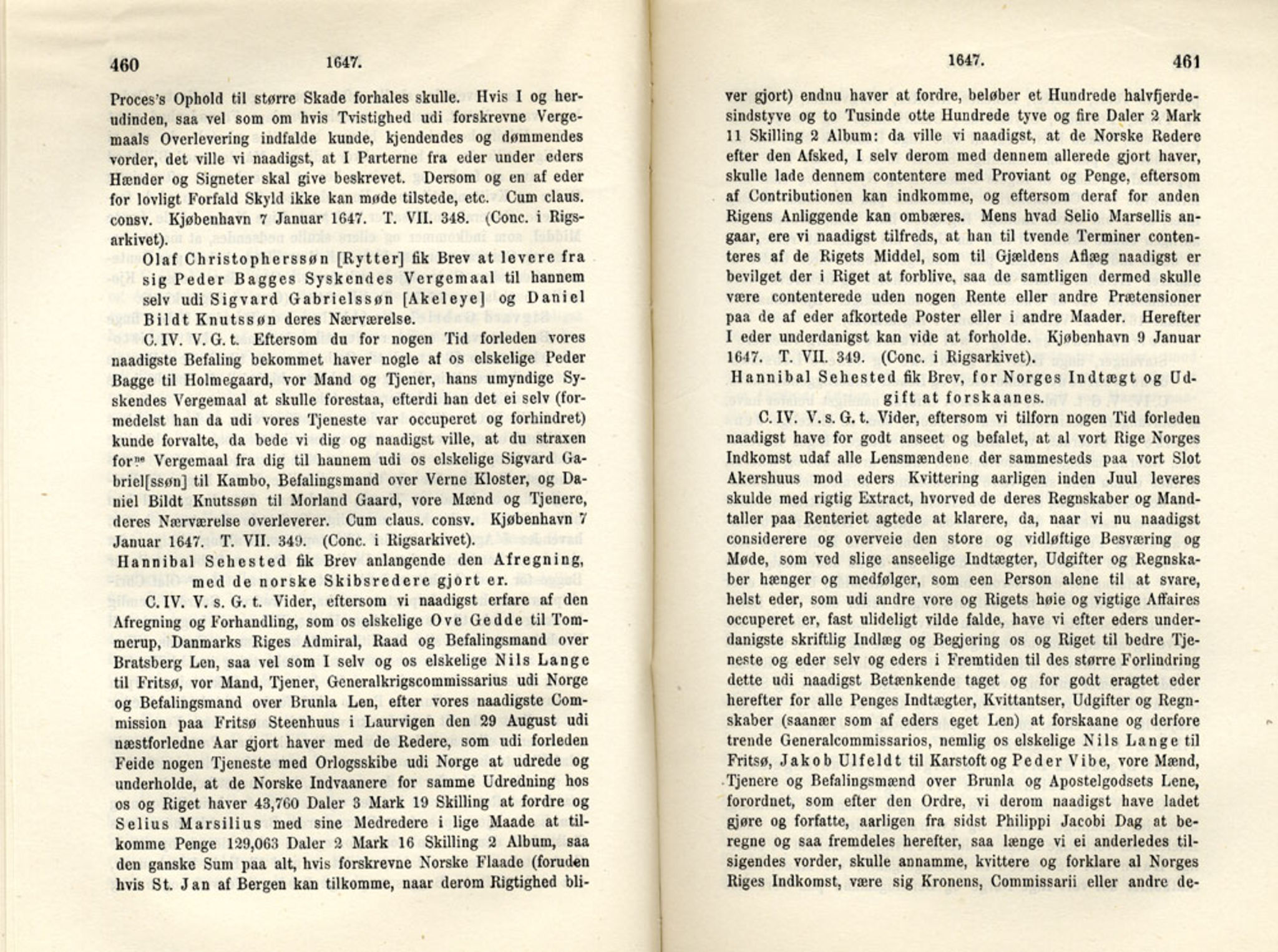 Publikasjoner utgitt av Det Norske Historiske Kildeskriftfond, PUBL/-/-/-: Norske Rigs-Registranter, bind 8, 1641-1648, p. 460-461