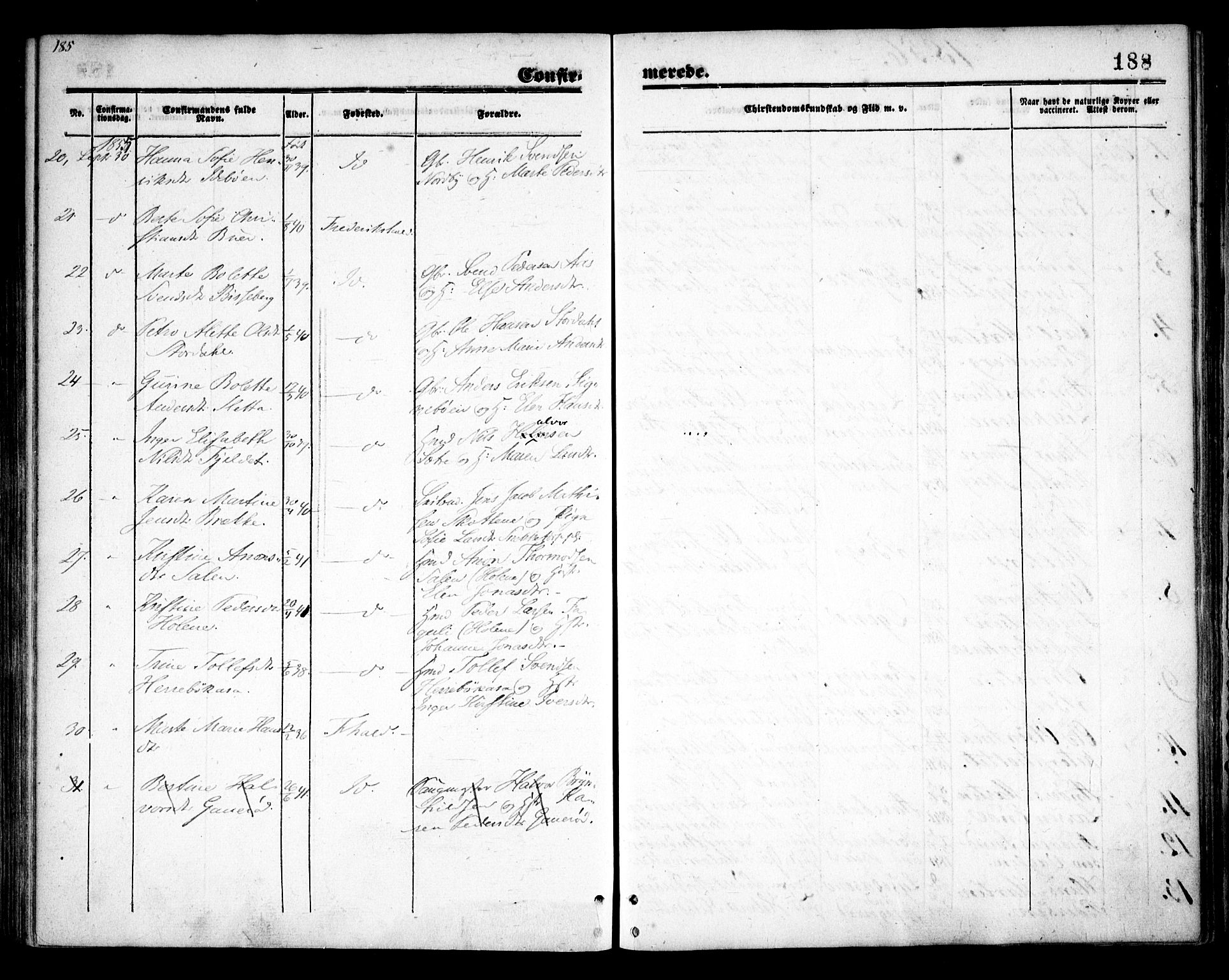 Idd prestekontor Kirkebøker, AV/SAO-A-10911/F/Fc/L0004a: Parish register (official) no. III 4A, 1848-1860, p. 188