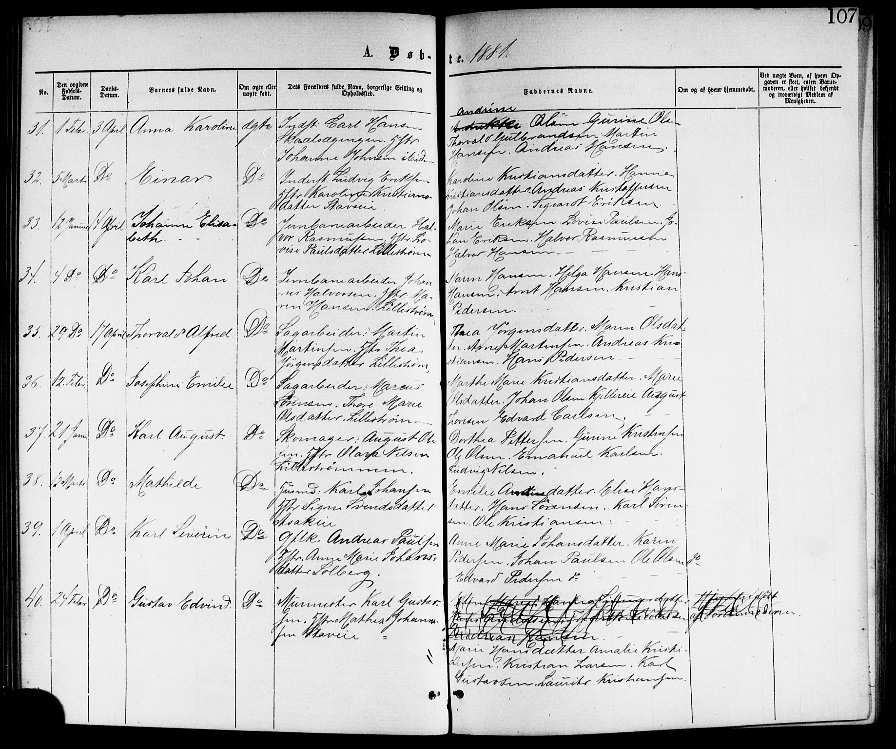 Skedsmo prestekontor Kirkebøker, AV/SAO-A-10033a/G/Ga/L0003: Parish register (copy) no. I 3, 1873-1882, p. 107