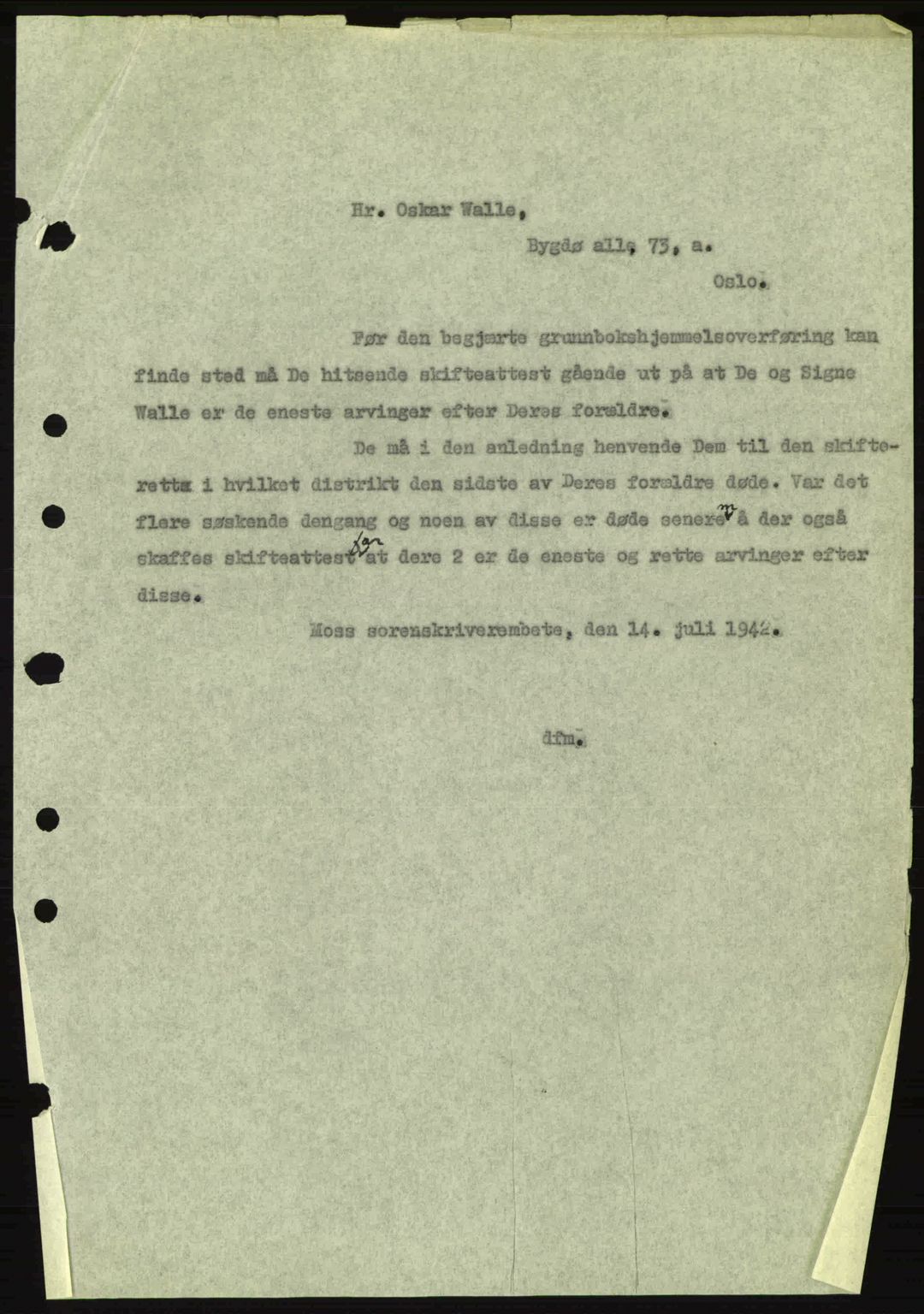 Moss sorenskriveri, SAO/A-10168: Mortgage book no. A9, 1941-1942, Diary no: : 1241/1942