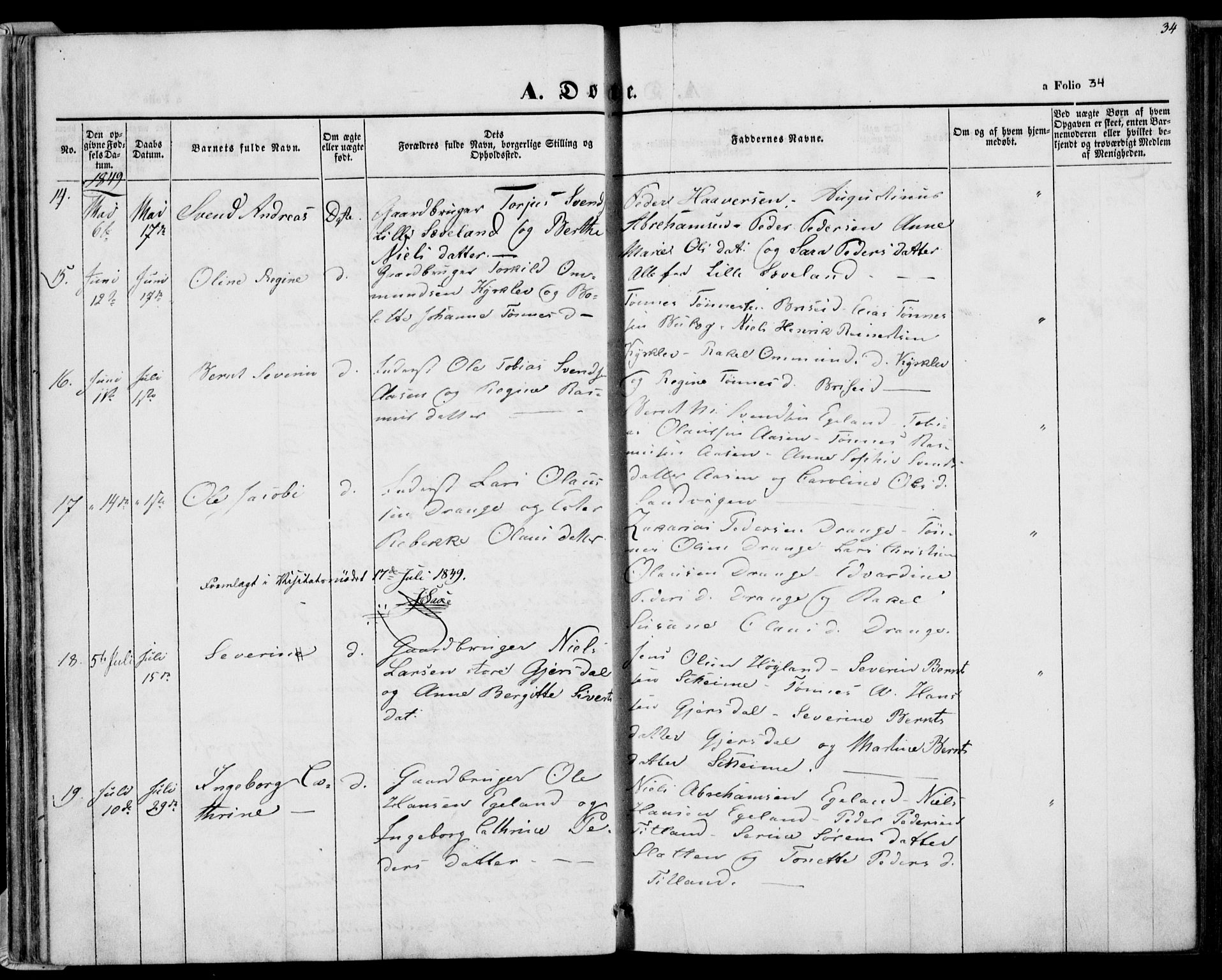 Herad sokneprestkontor, AV/SAK-1111-0018/F/Fa/Faa/L0004: Parish register (official) no. A 4, 1844-1853, p. 34