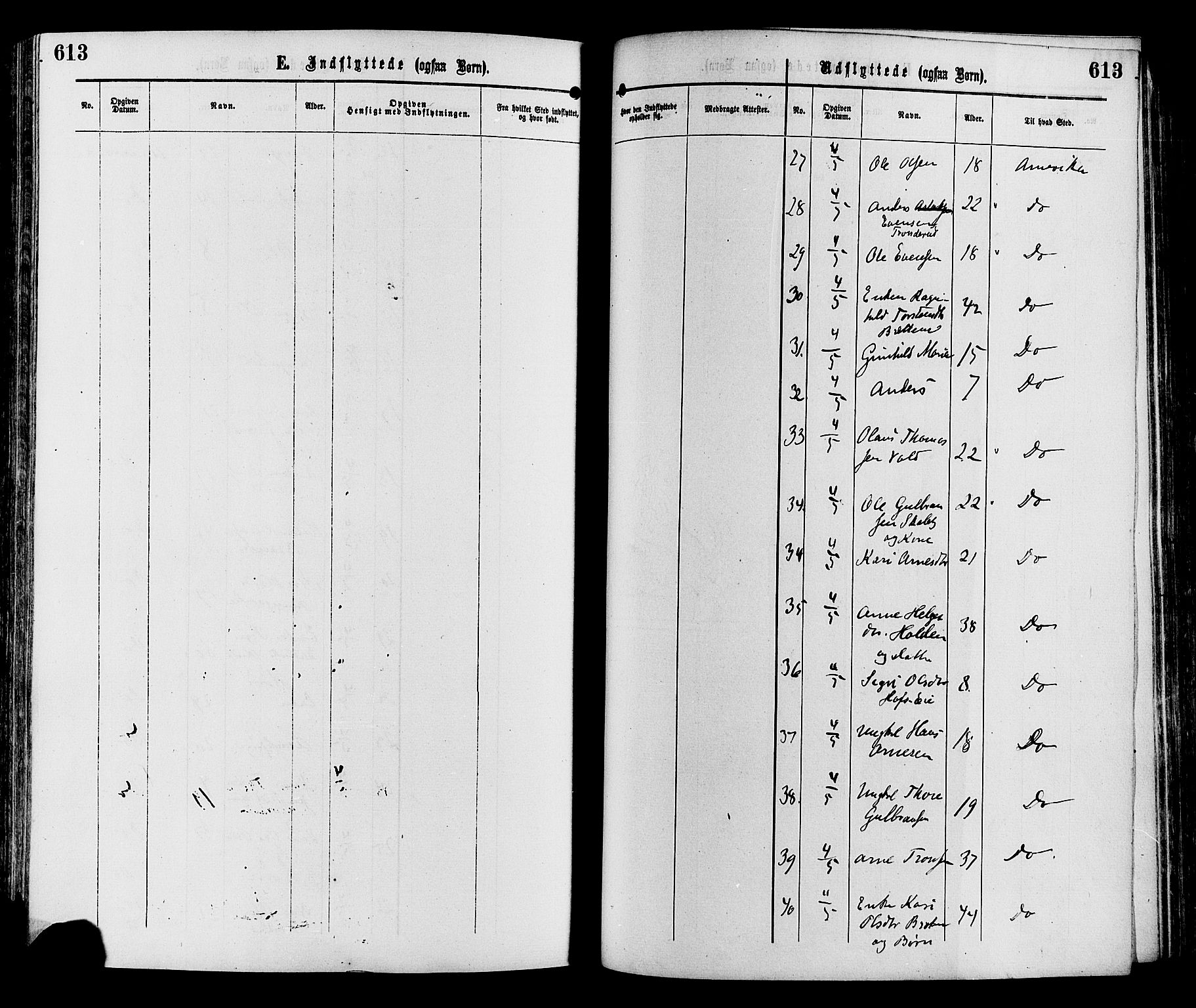 Sør-Aurdal prestekontor, SAH/PREST-128/H/Ha/Haa/L0008: Parish register (official) no. 8, 1877-1885, p. 613
