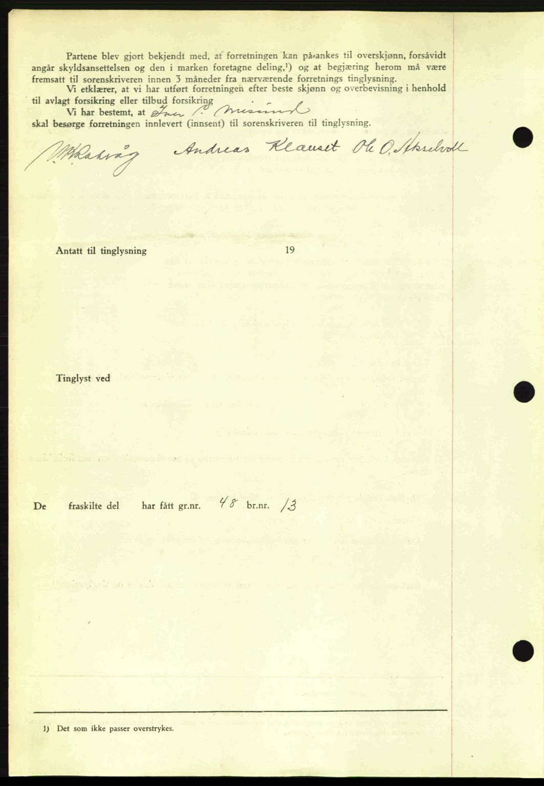 Romsdal sorenskriveri, AV/SAT-A-4149/1/2/2C: Mortgage book no. A13, 1942-1943, Diary no: : 2085/1942