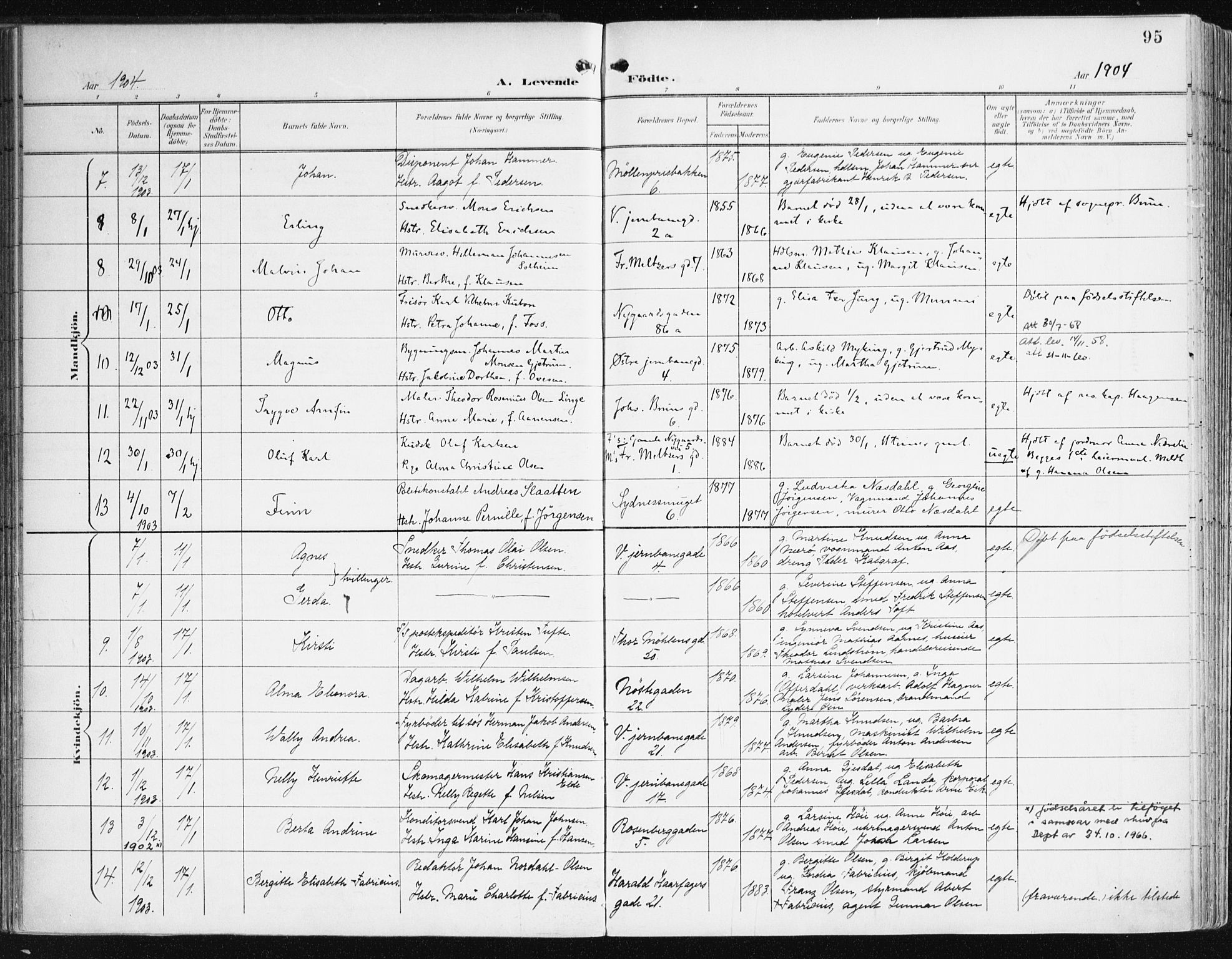 Johanneskirken sokneprestembete, AV/SAB-A-76001/H/Haa/L0002: Parish register (official) no. A 2, 1900-1912, p. 95