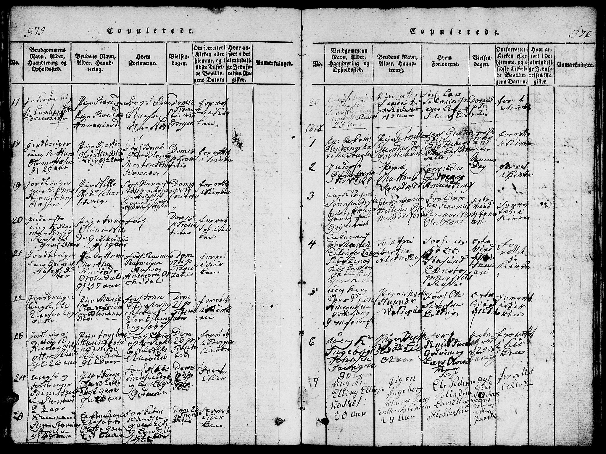 Ministerialprotokoller, klokkerbøker og fødselsregistre - Møre og Romsdal, AV/SAT-A-1454/528/L0423: Parish register (copy) no. 528C04, 1816-1827, p. 375-376