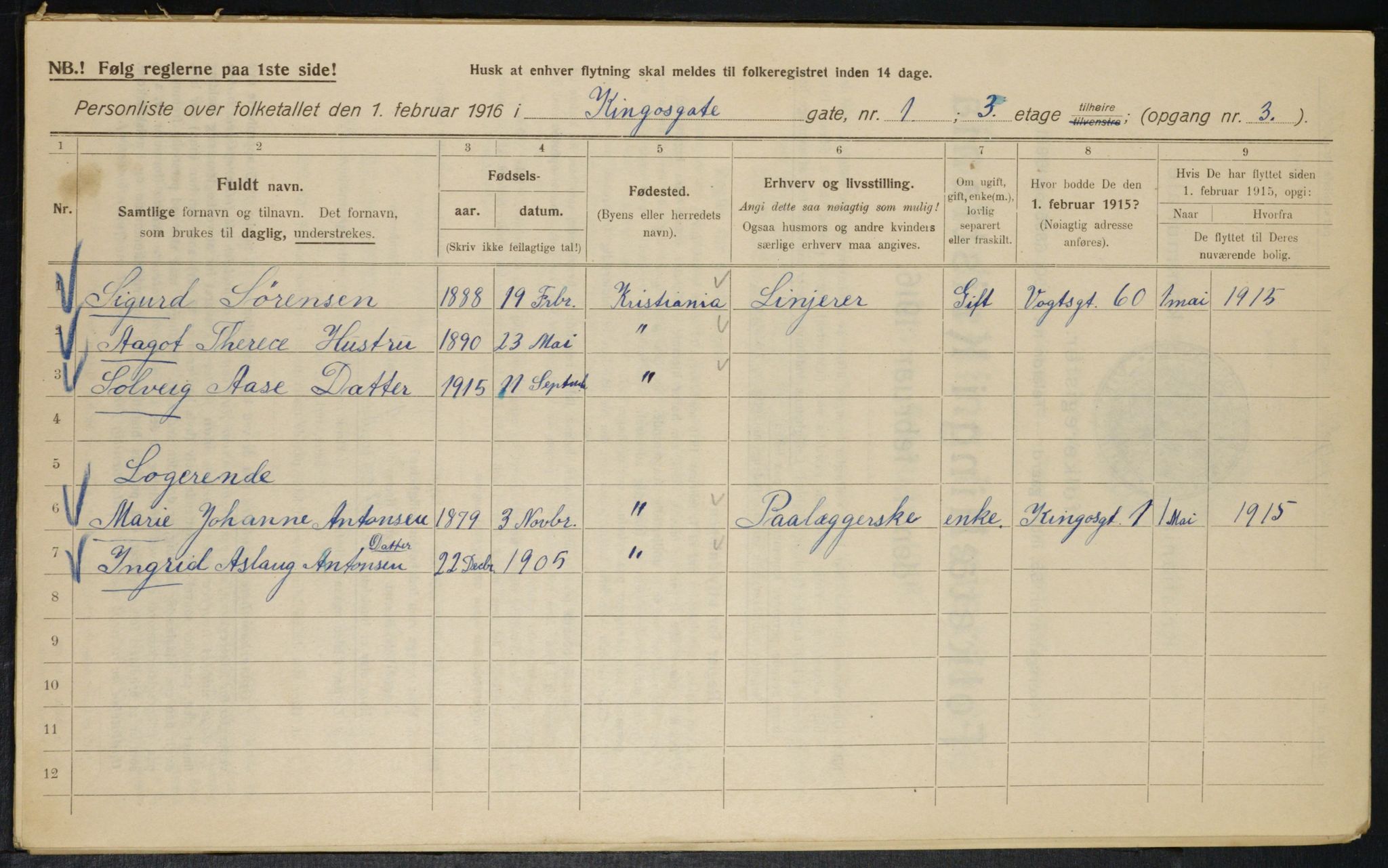 OBA, Municipal Census 1916 for Kristiania, 1916, p. 50628