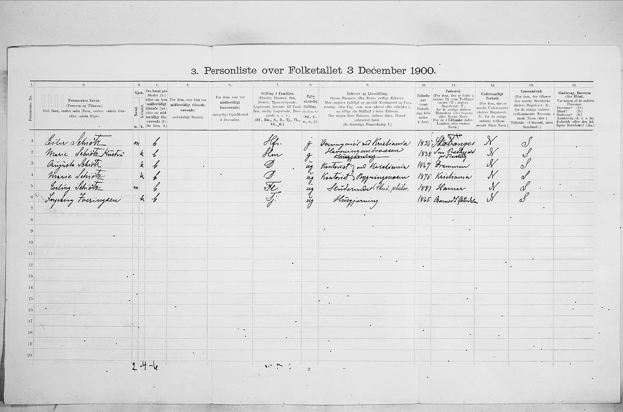 SAO, 1900 census for Kristiania, 1900, p. 61447