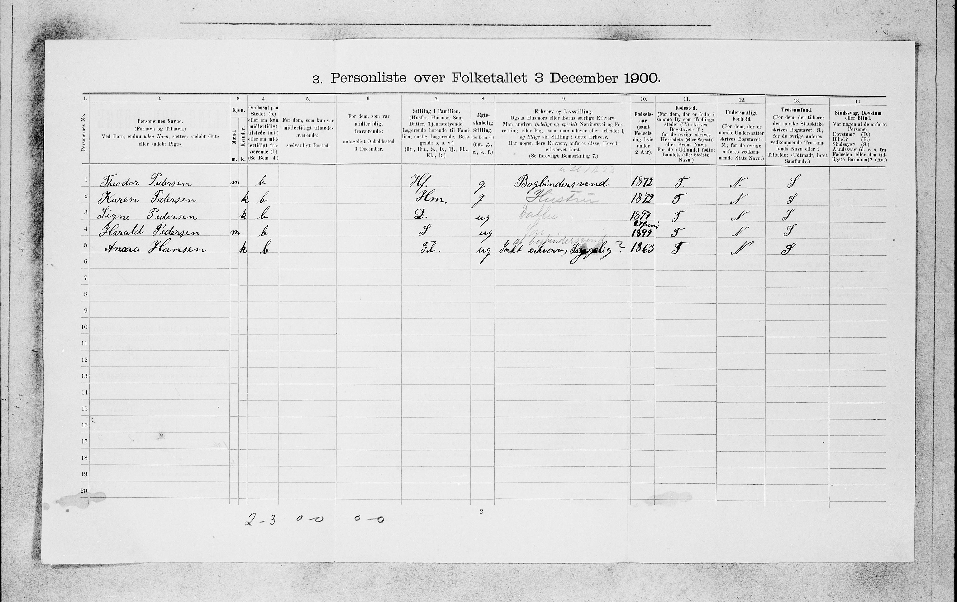 SAB, 1900 census for Bergen, 1900, p. 3004