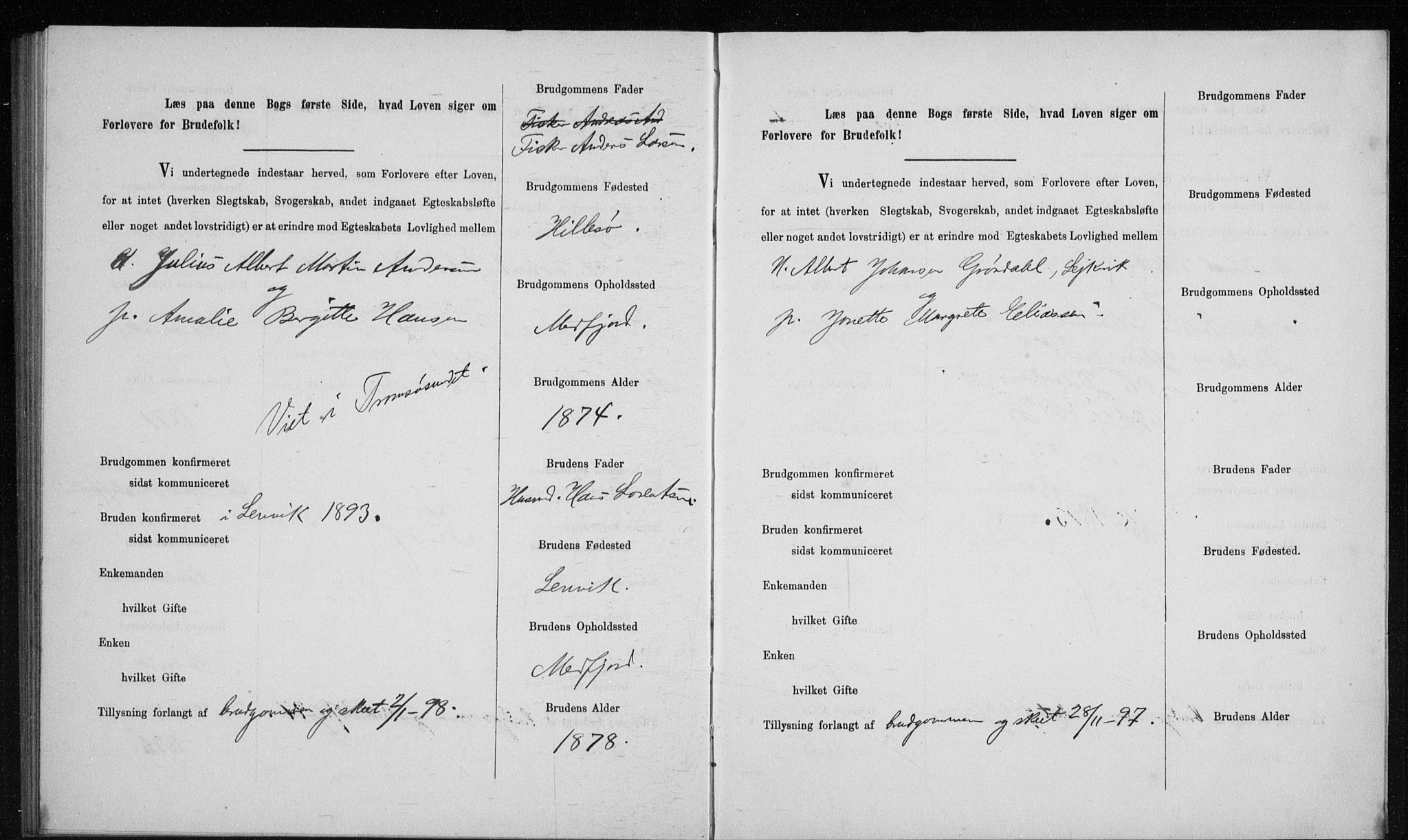 Berg sokneprestkontor, AV/SATØ-S-1318/H/Hc/L0063: Banns register no. 63, 1887-1898