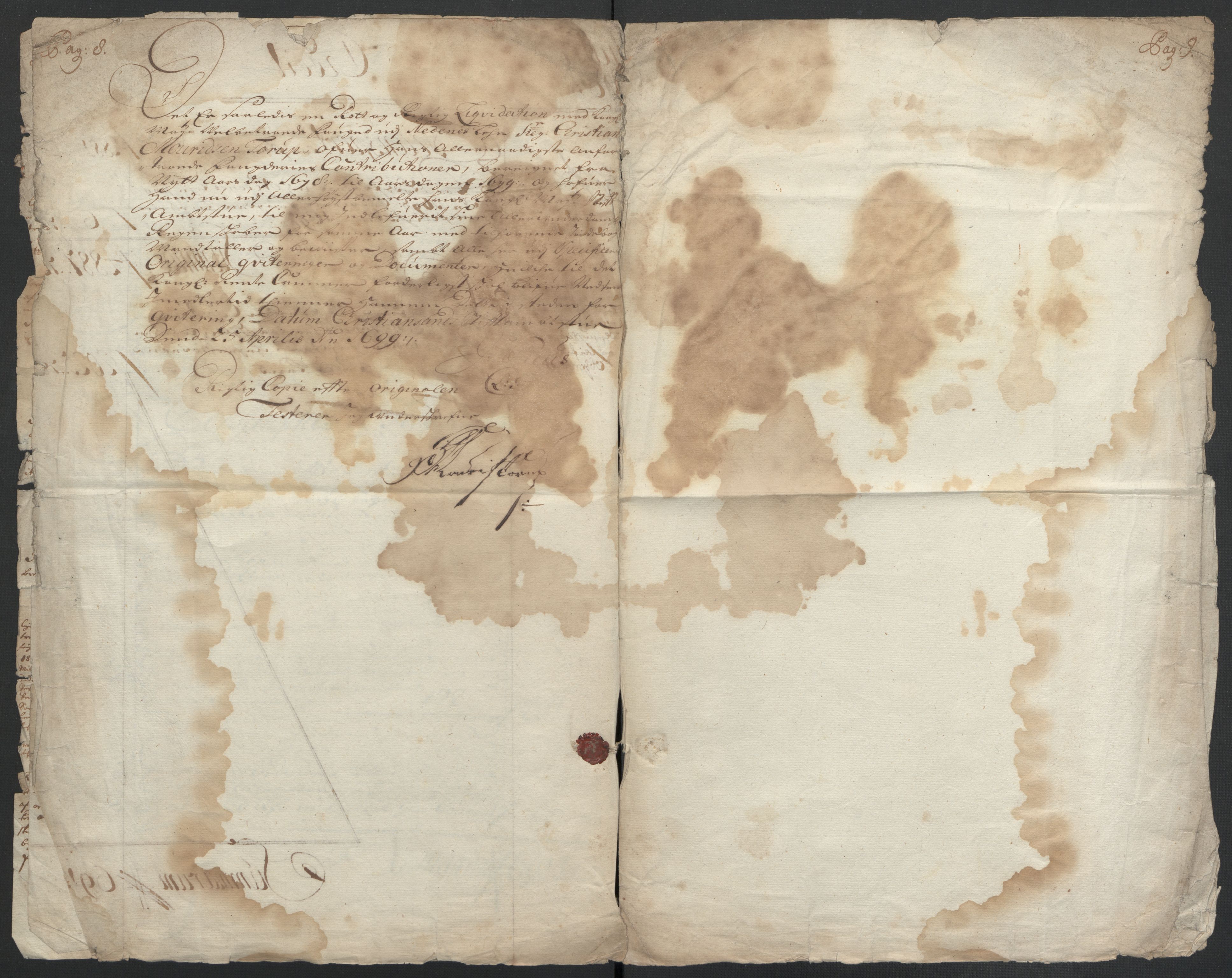 Rentekammeret inntil 1814, Reviderte regnskaper, Fogderegnskap, AV/RA-EA-4092/R39/L2314: Fogderegnskap Nedenes, 1698-1699, p. 11