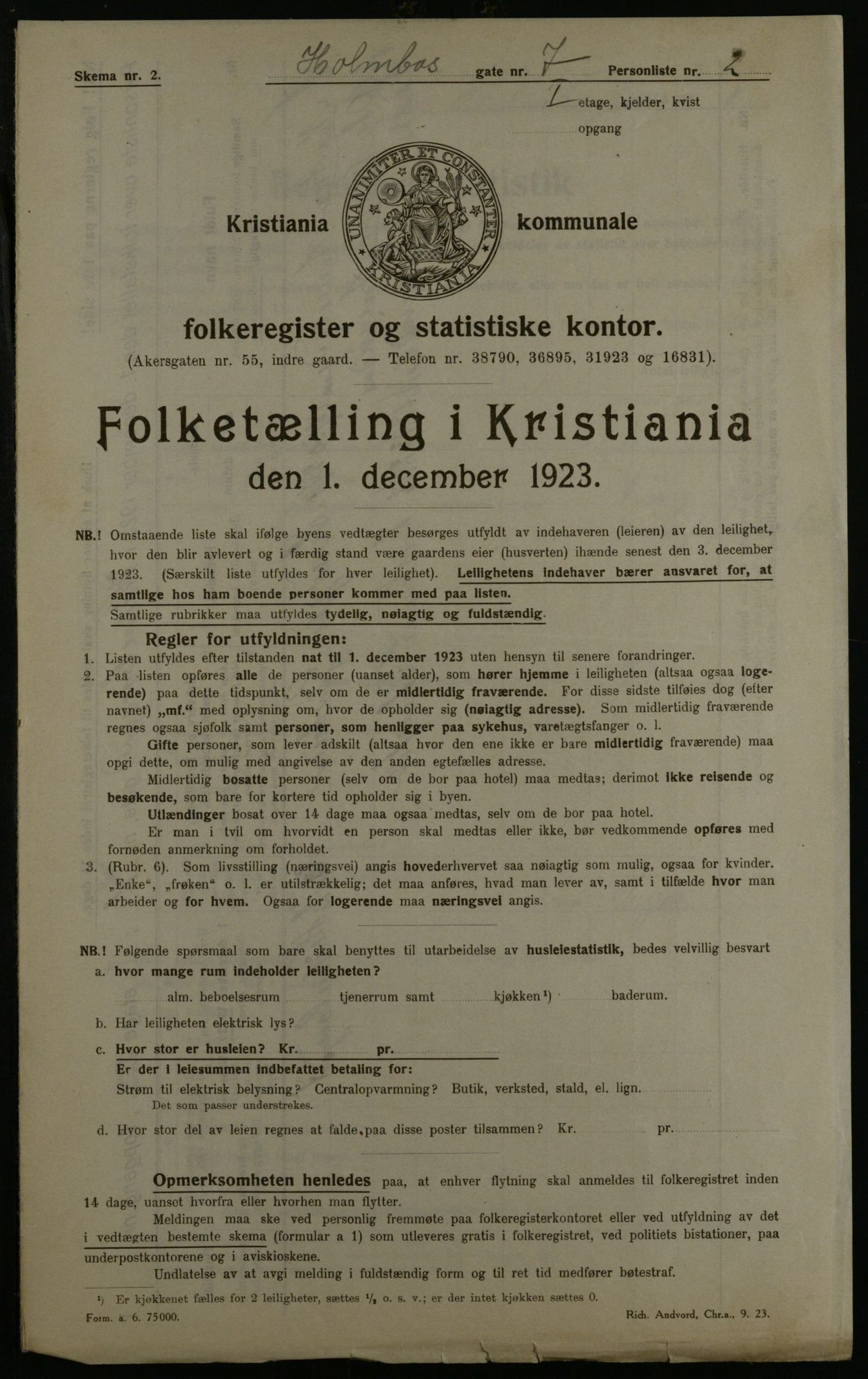 OBA, Municipal Census 1923 for Kristiania, 1923, p. 45644