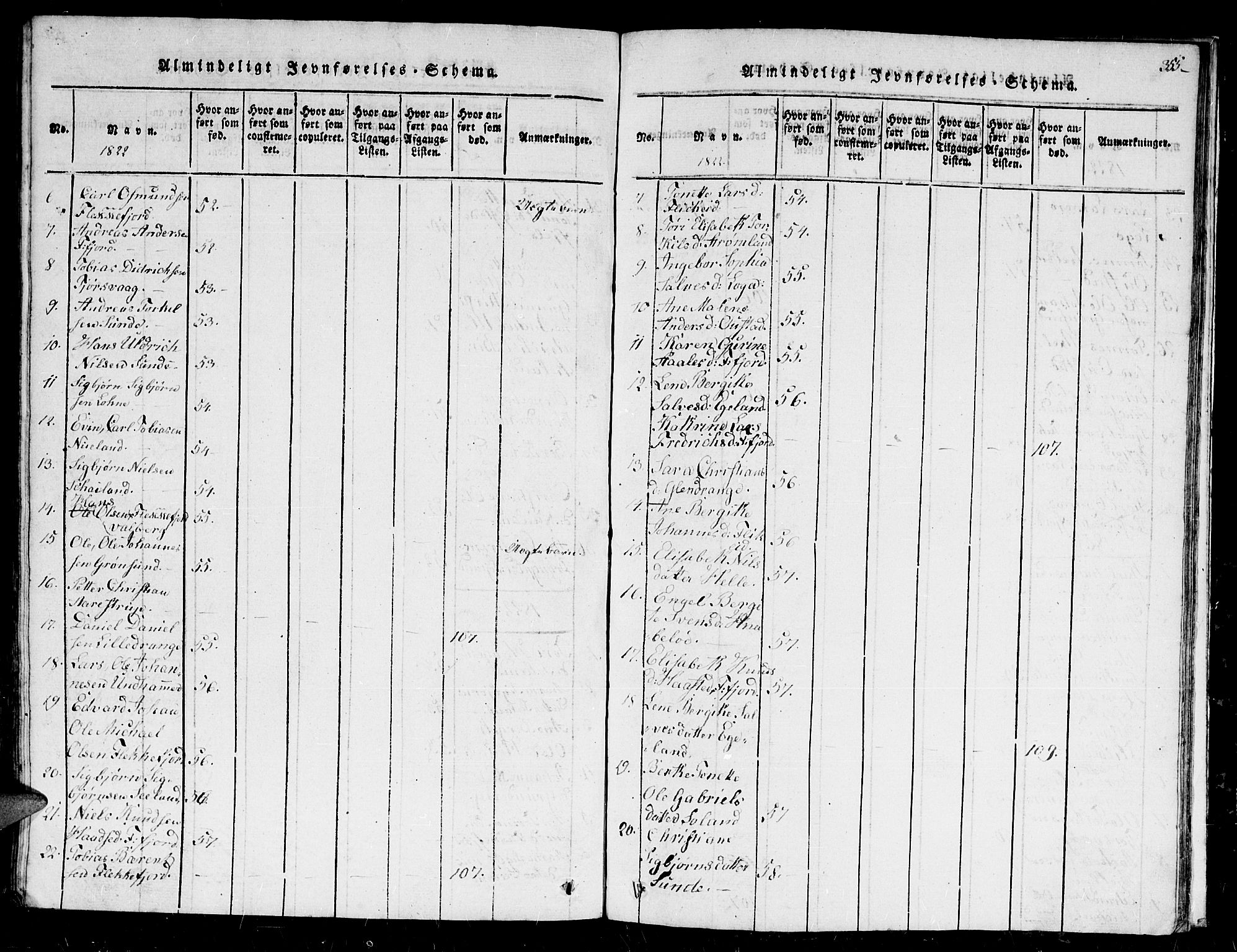 Flekkefjord sokneprestkontor, SAK/1111-0012/F/Fb/Fbc/L0003: Parish register (copy) no. B 3, 1815-1826, p. 355