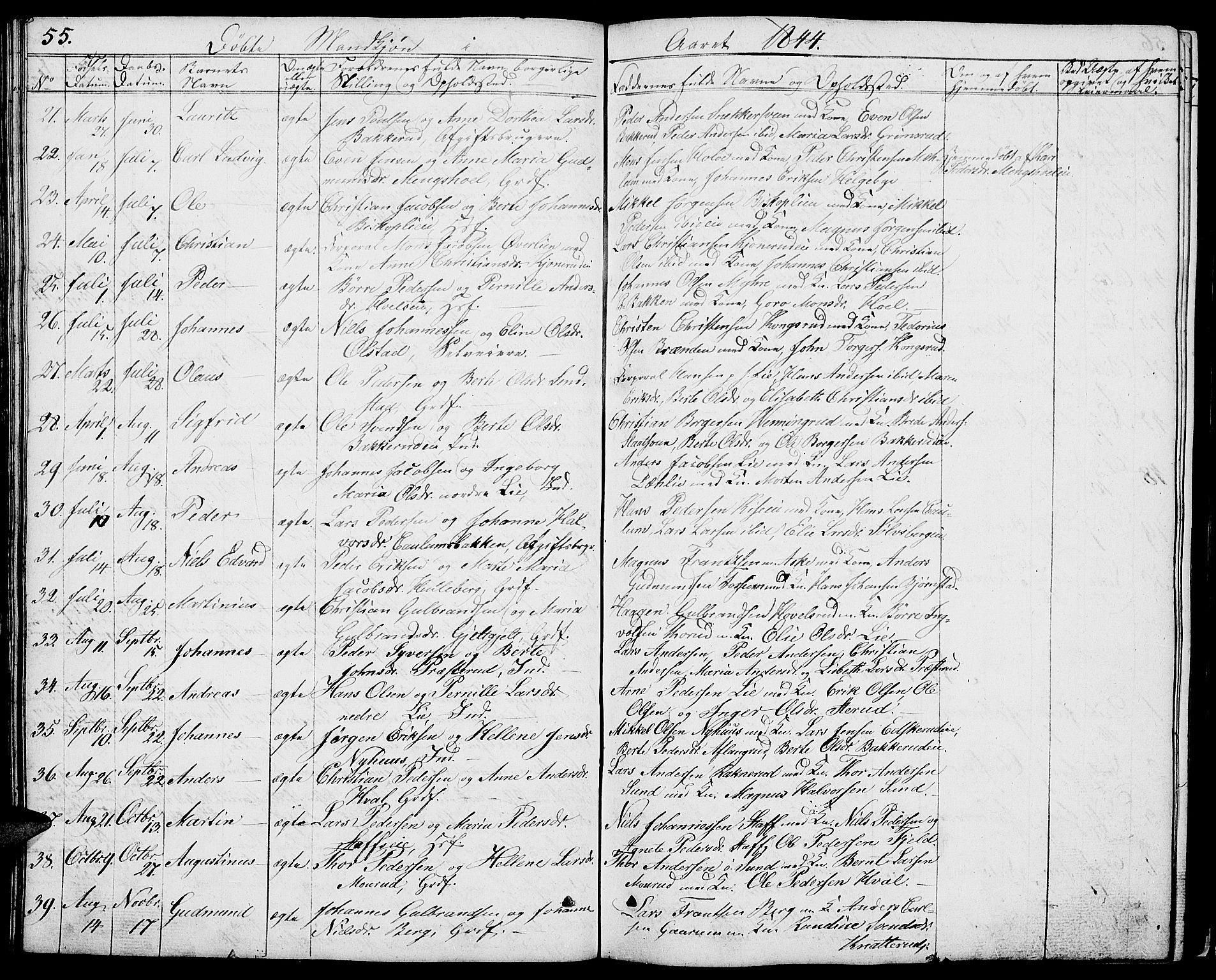 Nes prestekontor, Hedmark, AV/SAH-PREST-020/L/La/L0004: Parish register (copy) no. 4, 1832-1861, p. 55