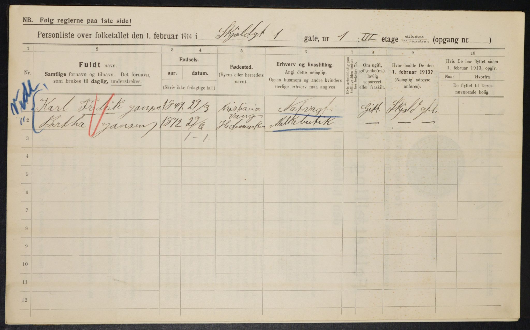 OBA, Municipal Census 1914 for Kristiania, 1914, p. 96028