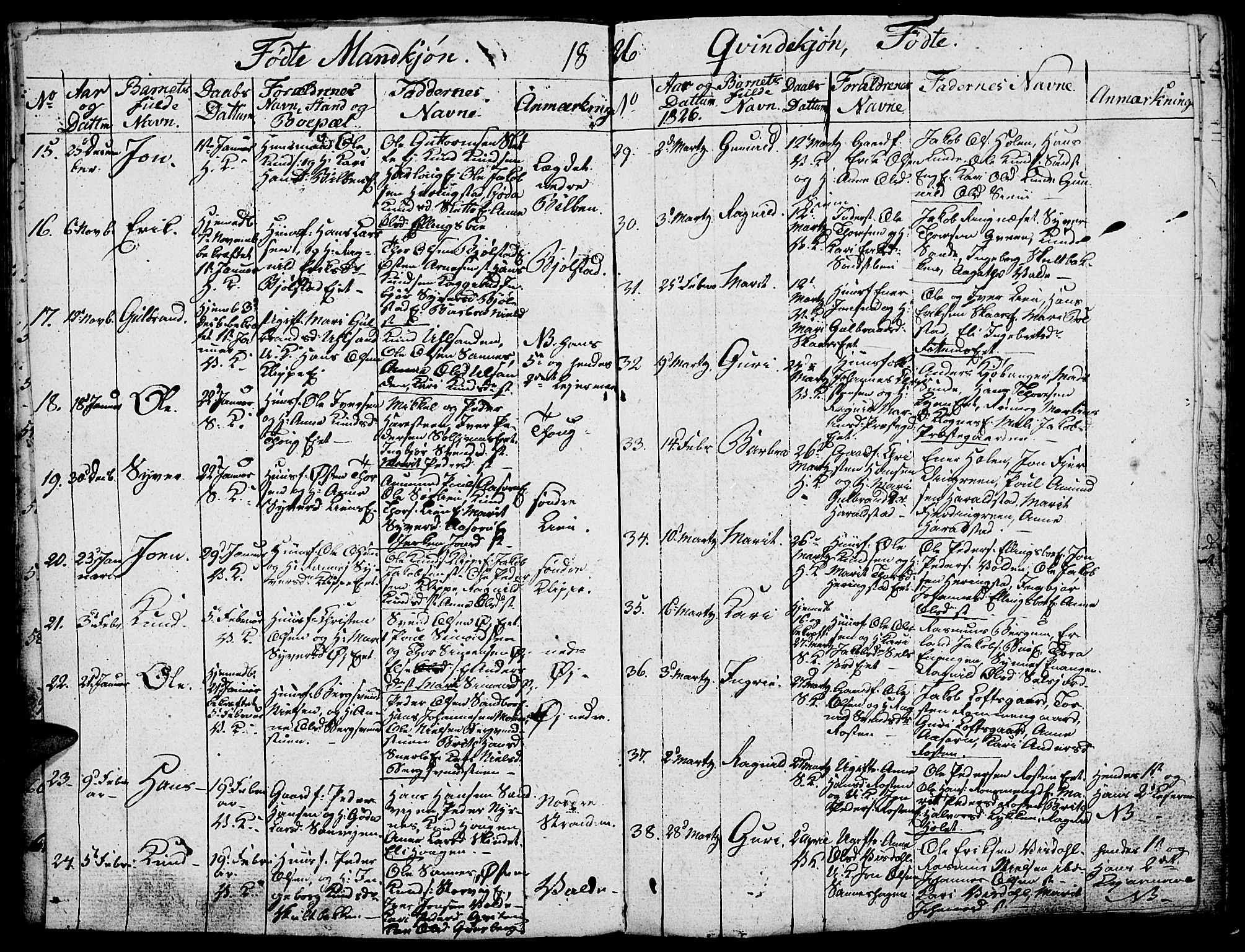 Vågå prestekontor, SAH/PREST-076/H/Ha/Haa/L0003: Parish register (official) no. 3, 1815-1827, p. 186f
