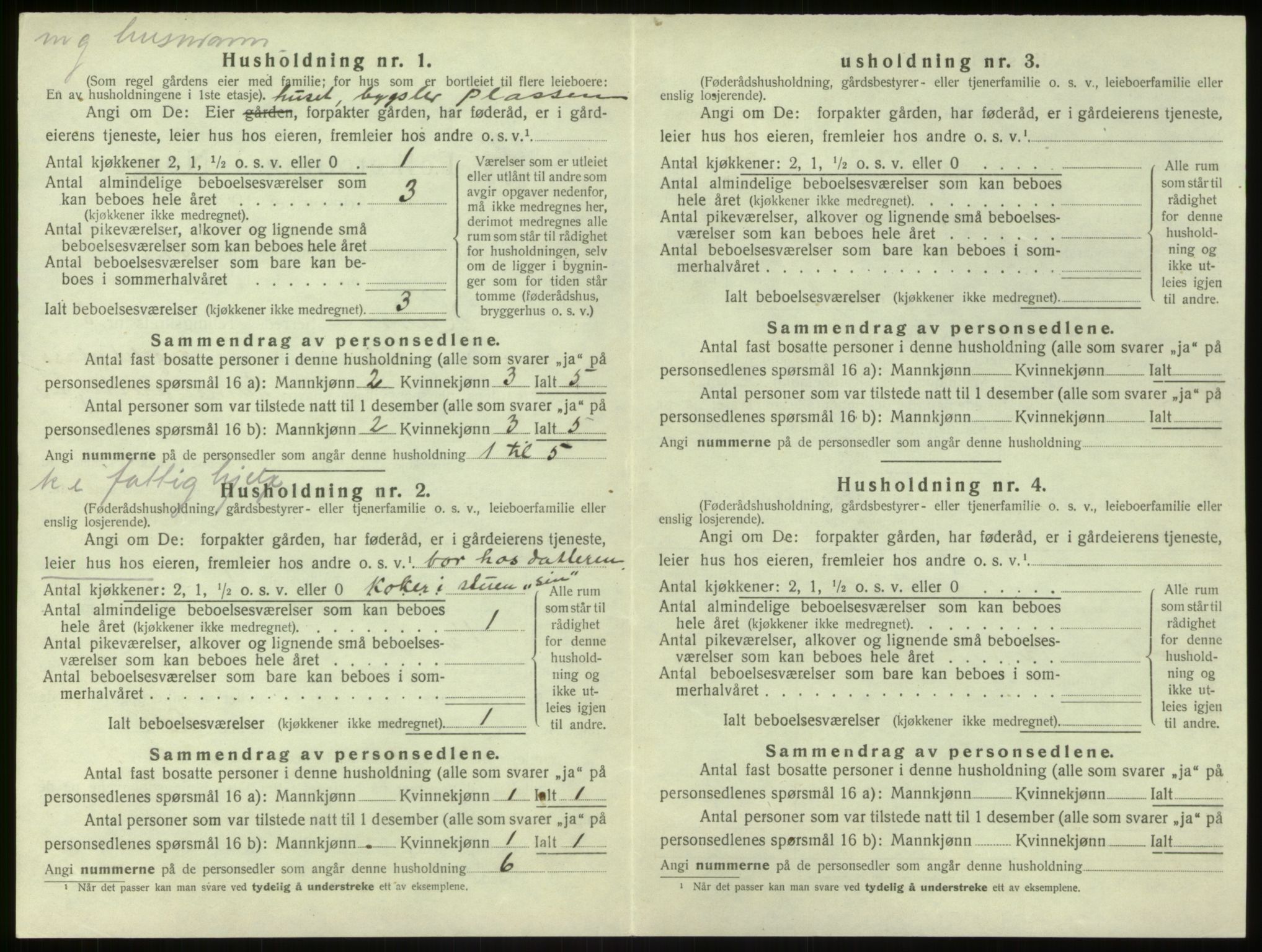 SAB, 1920 census for Hamre, 1920, p. 708