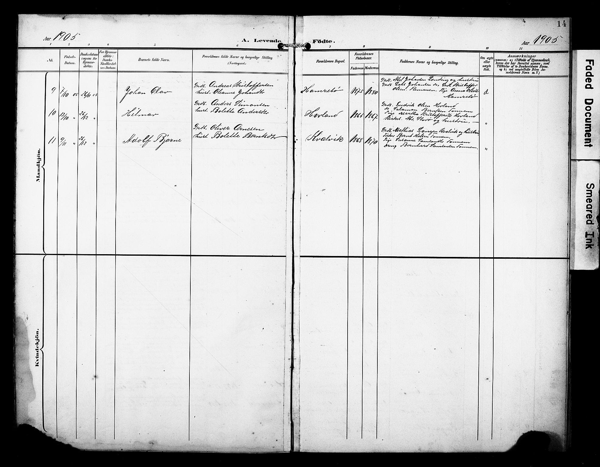 Kinn sokneprestembete, AV/SAB-A-80801/H/Hab/Habe/L0002: Parish register (copy) no. E 2, 1900-1926, p. 14