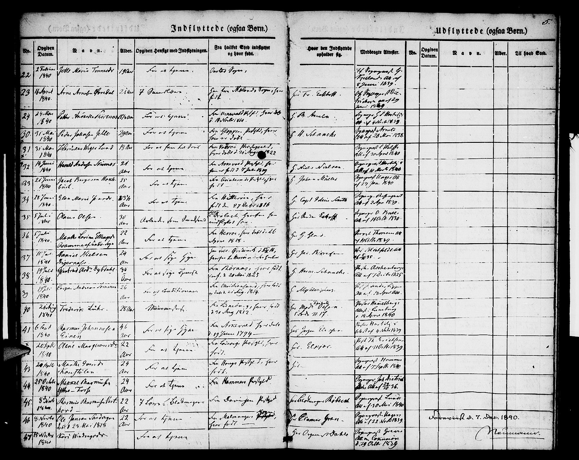 Nykirken Sokneprestembete, SAB/A-77101/H/Hab: Parish register (copy) no. F 1, 1837-1859, p. 5