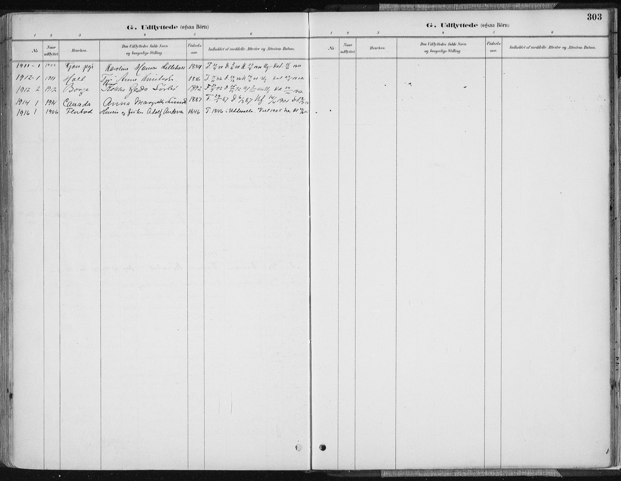 Tvedestrand sokneprestkontor, SAK/1111-0042/F/Fa/L0001: Parish register (official) no. A 1, 1885-1916, p. 303