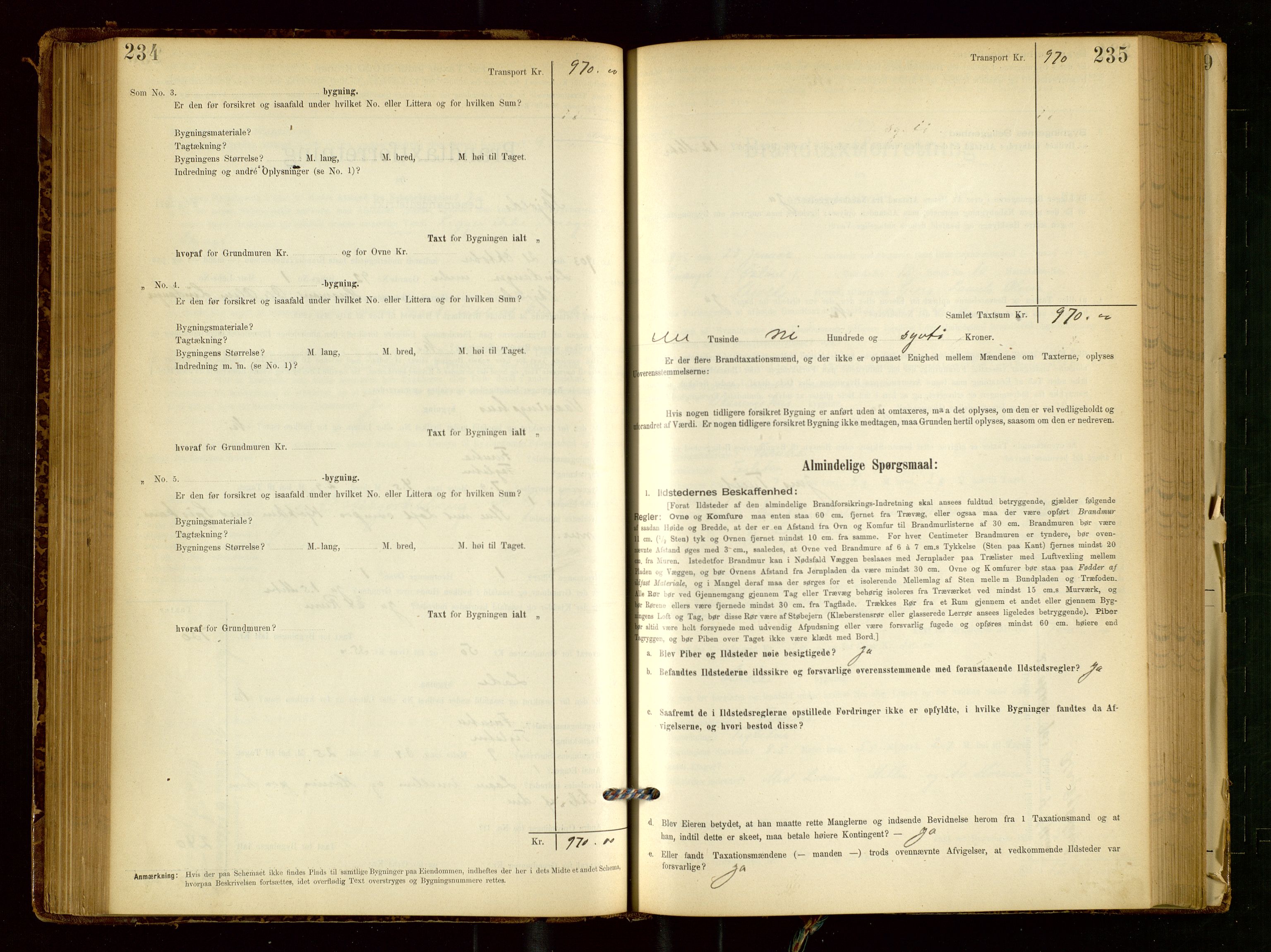 Skjold lensmannskontor, SAST/A-100182/Gob/L0001: "Brandtaxationsprotokol for Skjold Lensmandsdistrikt Ryfylke Fogderi", 1894-1939, p. 234-235