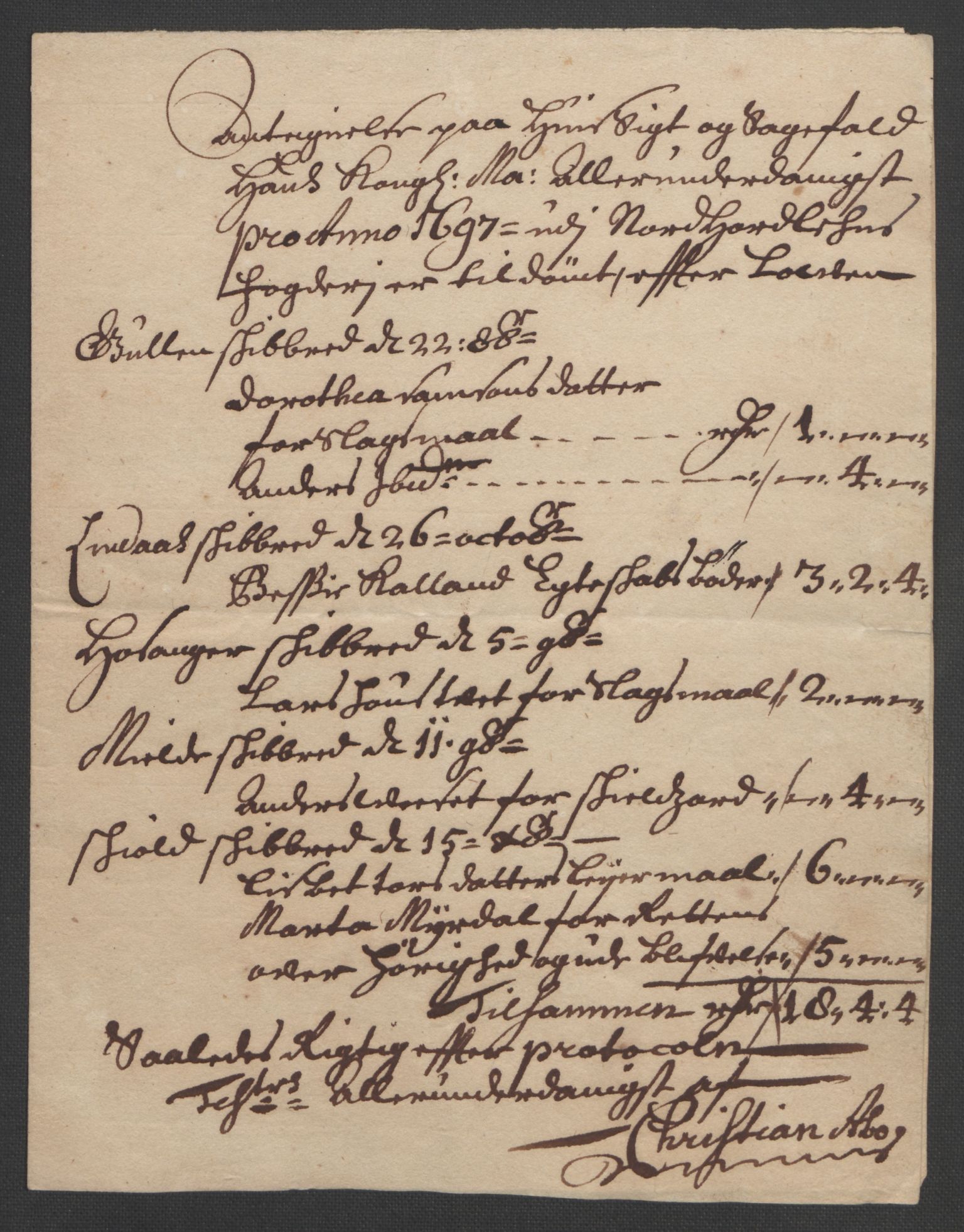 Rentekammeret inntil 1814, Reviderte regnskaper, Fogderegnskap, AV/RA-EA-4092/R51/L3183: Fogderegnskap Nordhordland og Voss, 1695-1697, p. 441