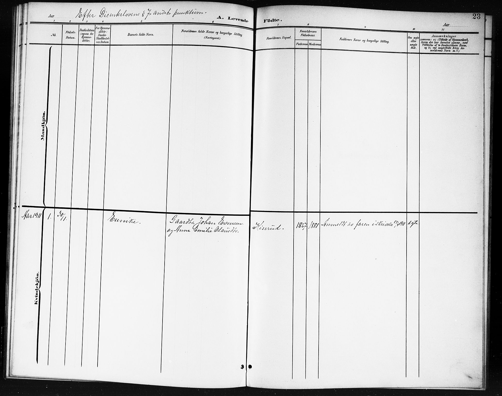 Spydeberg prestekontor Kirkebøker, AV/SAO-A-10924/G/Gc/L0001: Parish register (copy) no. III 1, 1901-1917, p. 23
