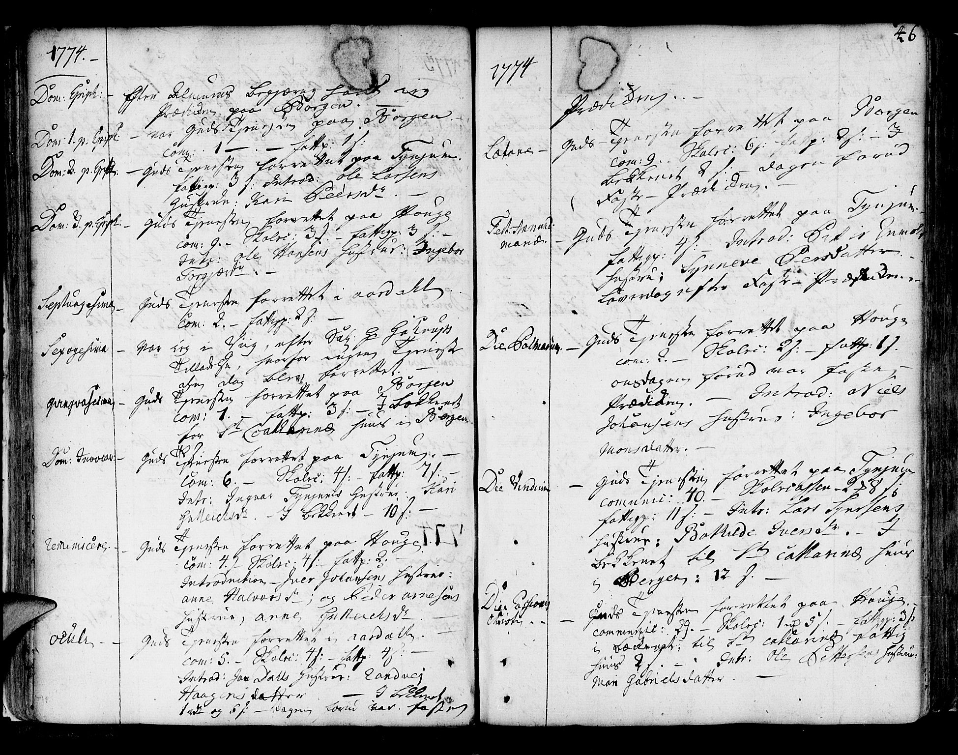 Lærdal sokneprestembete, SAB/A-81201: Parish register (official) no. A 2, 1752-1782, p. 46